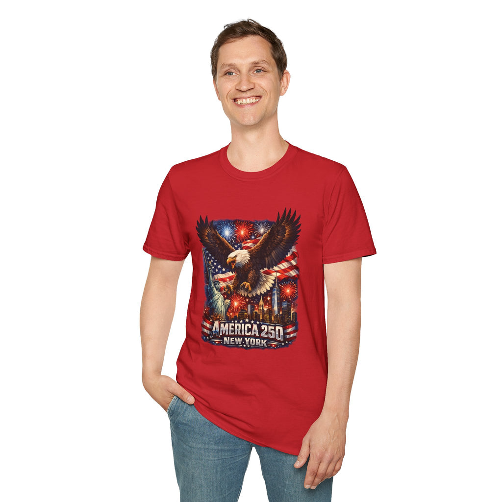 America 250 Patriotic Eagle T-Shirt — New York Fireworks Design