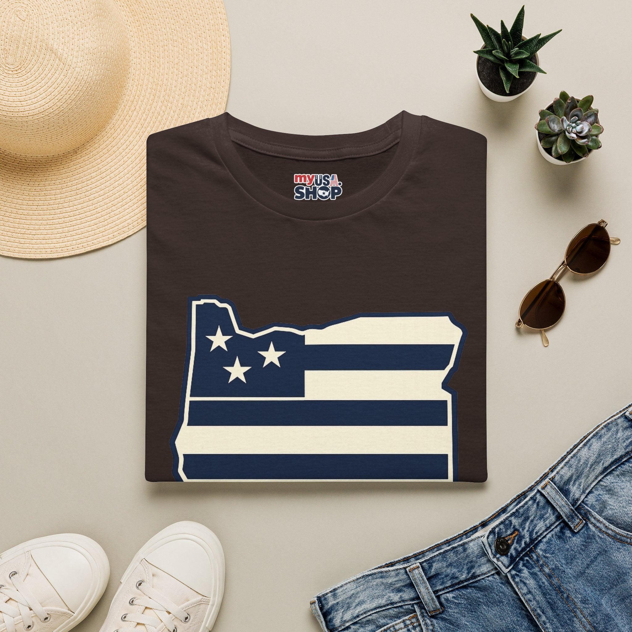 America 250 Oregon Shirt — Minimal Oregon State Flag Graphic Tee