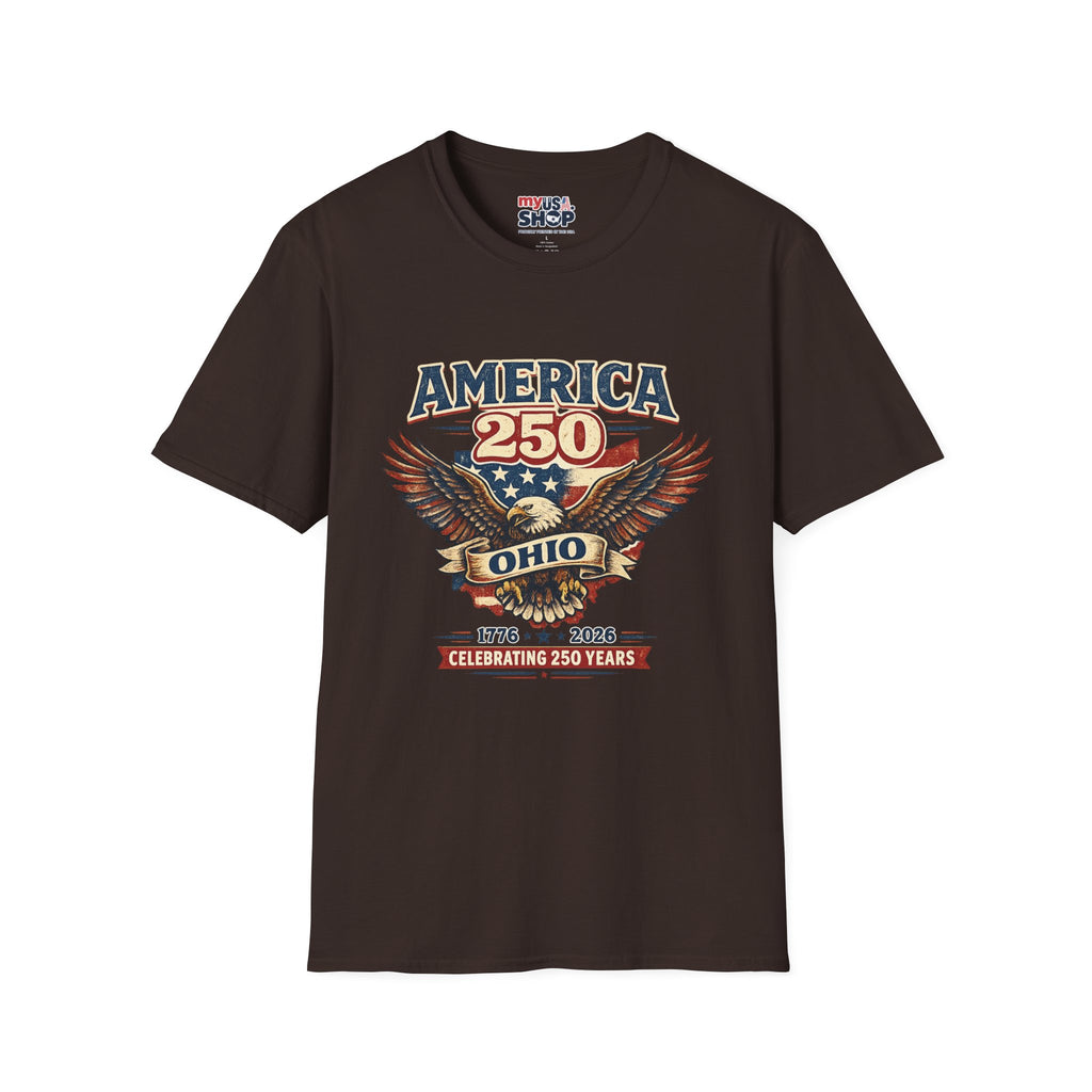 America 250 – Ohio Eagle Ribbon 1776–2026 Vintage Tee Desig