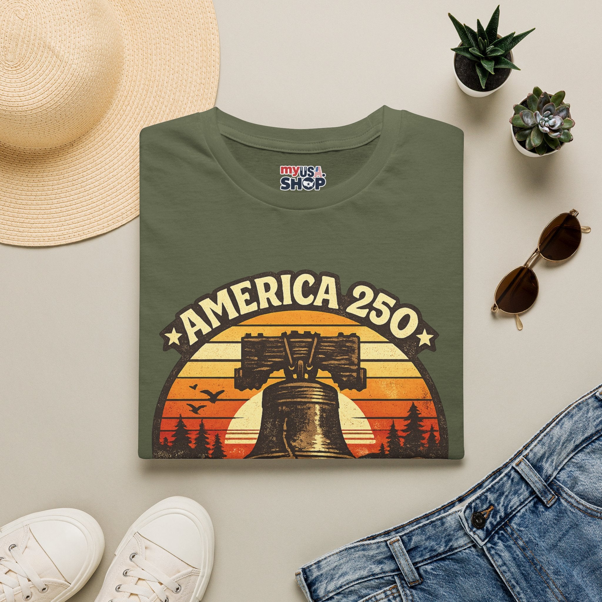 Pennsylvania America 250 Shirt — Retro Sunset Liberty Bell Graphic Tee