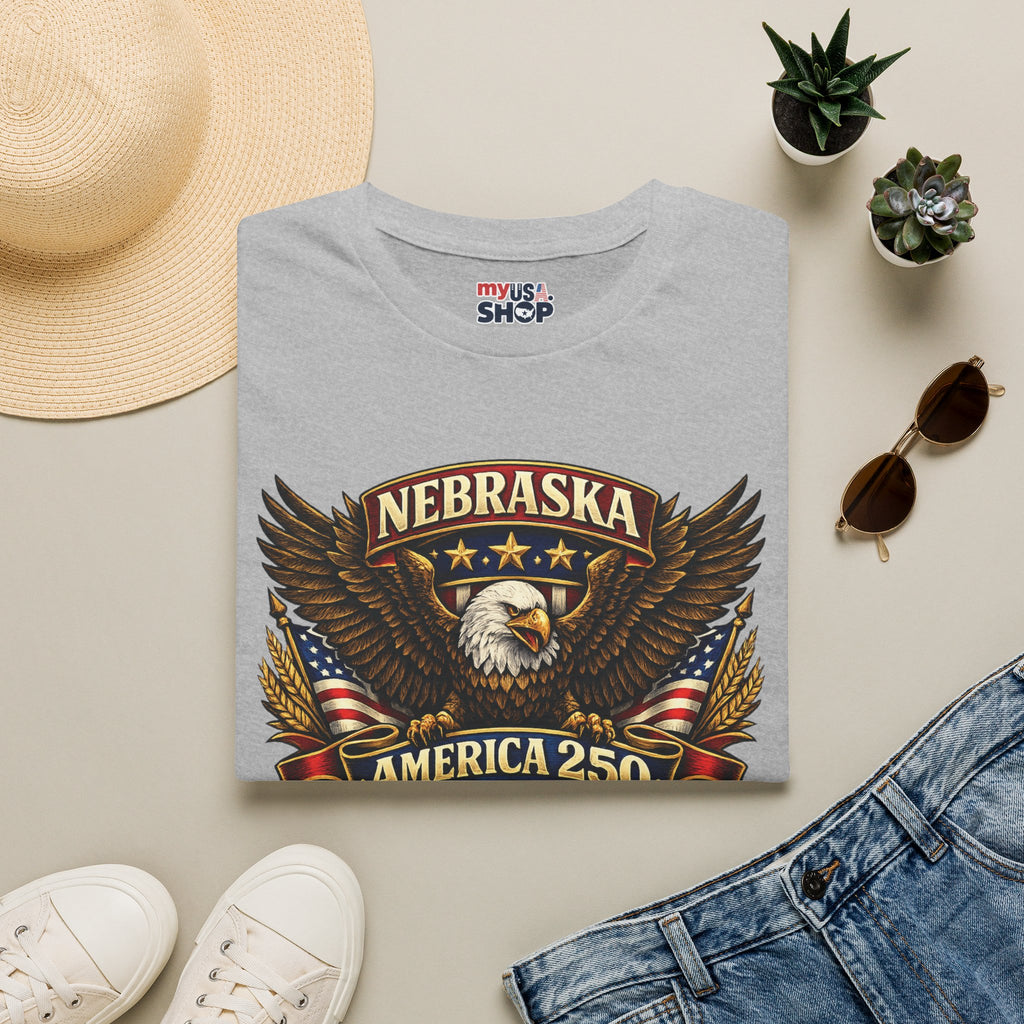 America 250 Nebraska Eagle T-Shirt — Patriotic USA State Tee