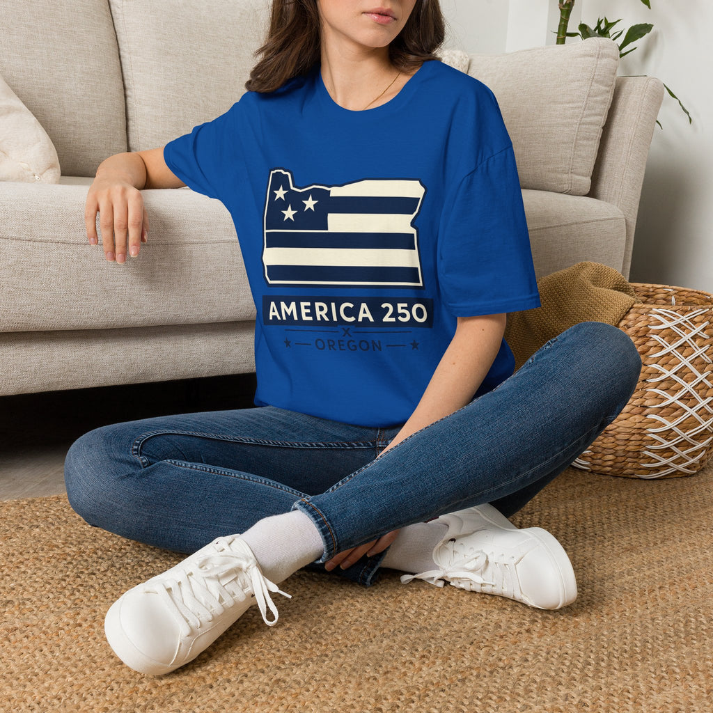 America 250 Oregon Shirt — Minimal Oregon State Flag Graphic Tee