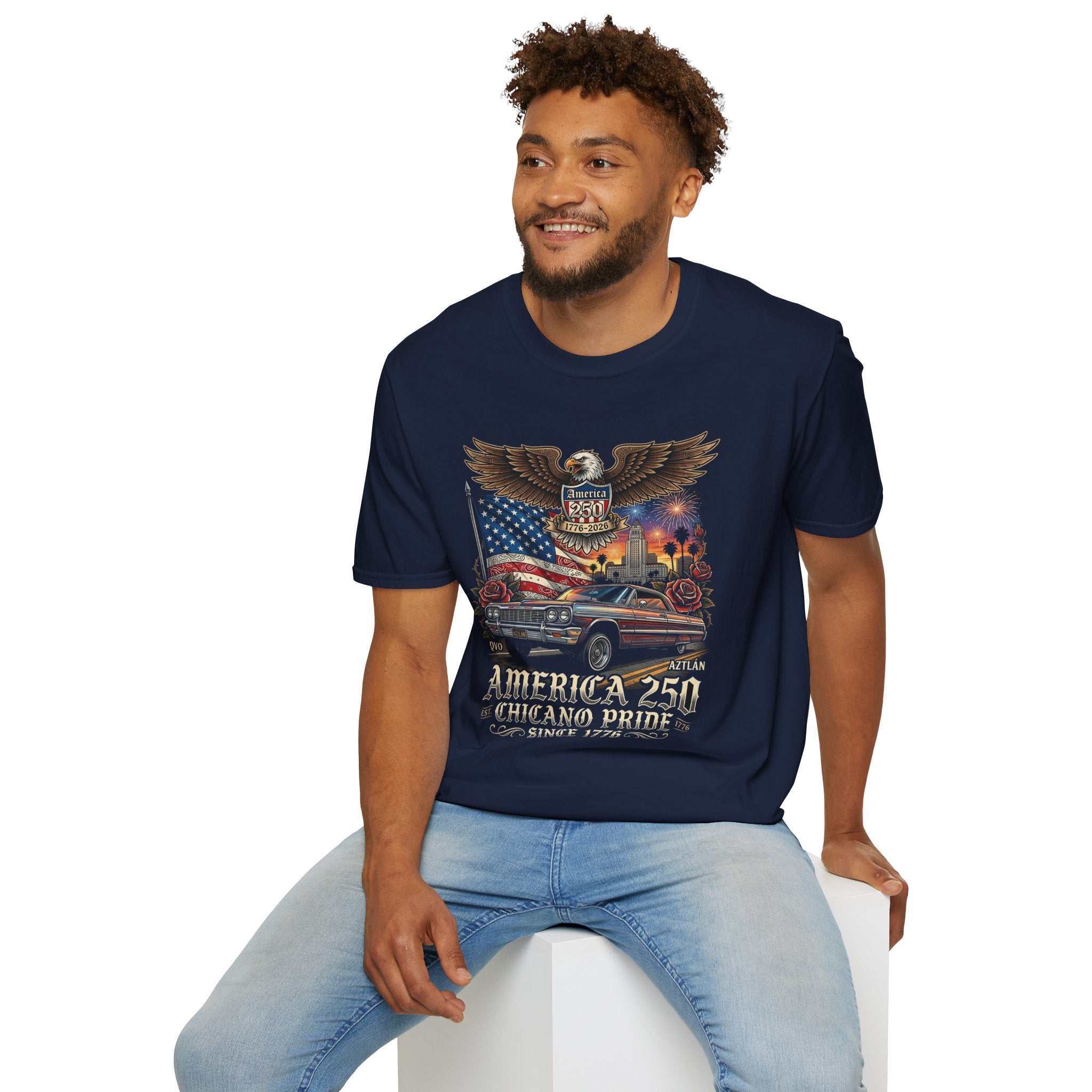 America 250 Chicano Patriotic – Eagle, Flag & Classic Car 1776–2026 Pride