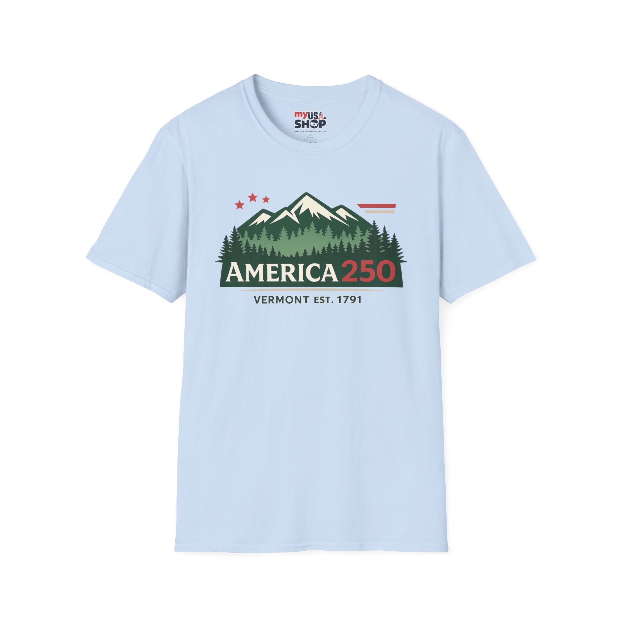 America 250 Mountain T-Shirt — Vermont 1791 Celebration Tee