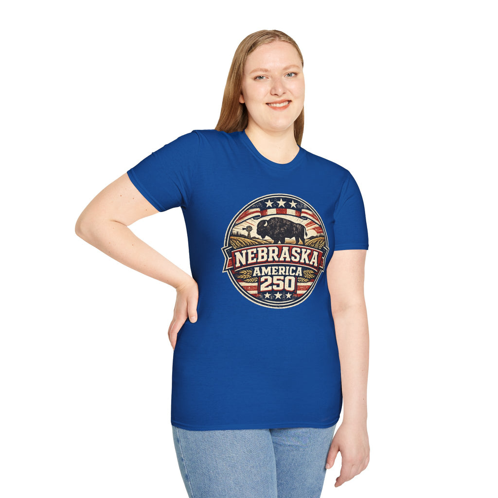 Nebraska Buffalo Retro T-Shirt — America 250 Vintage State Pride Tee