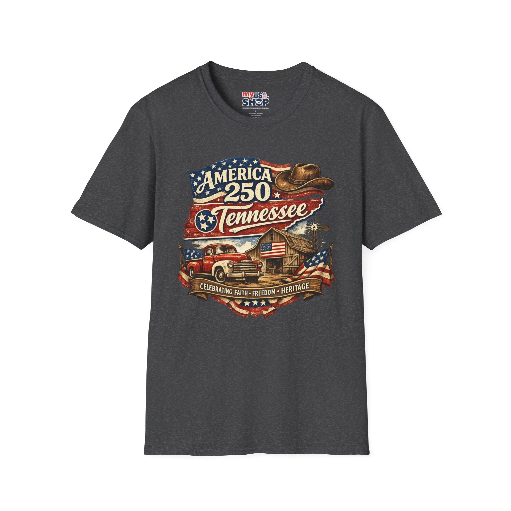 America 250 Tennessee T-Shirt — Celebrating Faith Freedom Heritage Graphic Tee