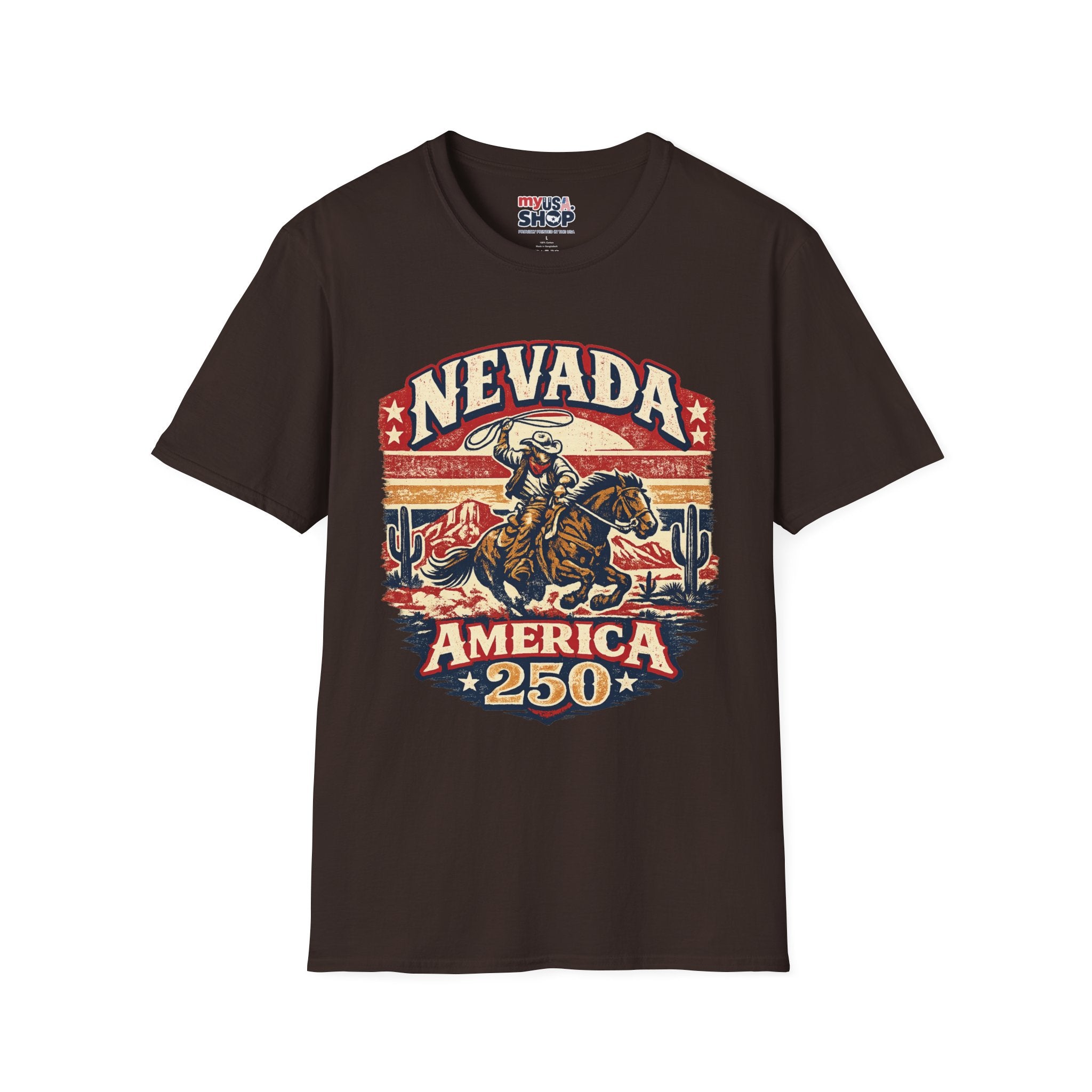 America 250 Nevada Rodeo Vintage T‑Shirt — Western Cowboy Graphic