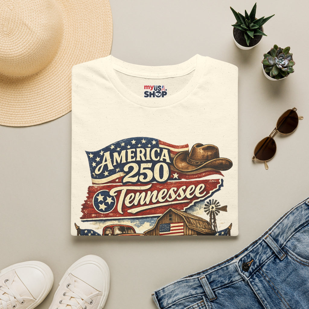America 250 Tennessee T-Shirt — Celebrating Faith Freedom Heritage Graphic Tee