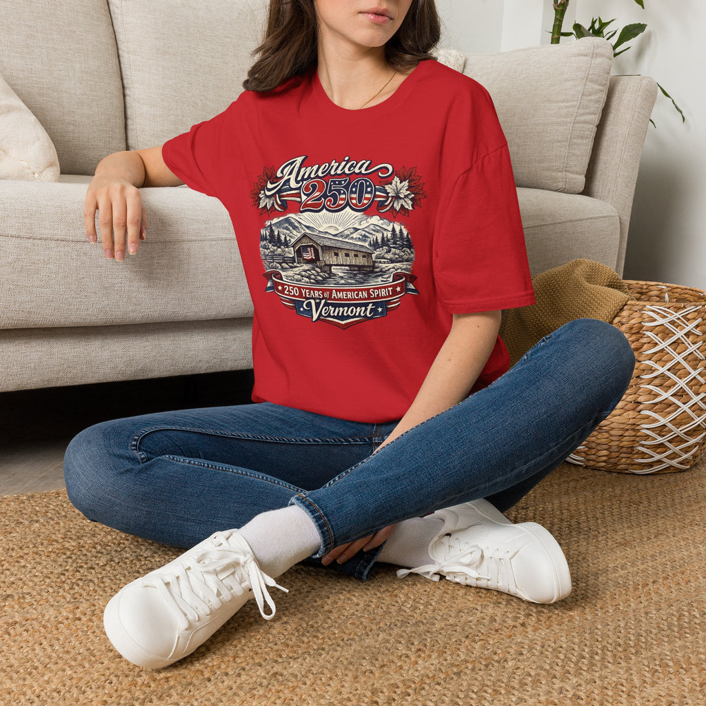 America 250 Vintage T-Shirt — Vermont Patriotic Vermont Mountains Tee