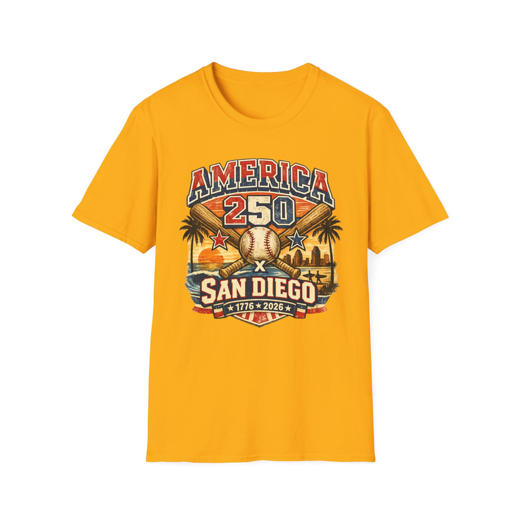America 250 San Diego California Baseball Tee