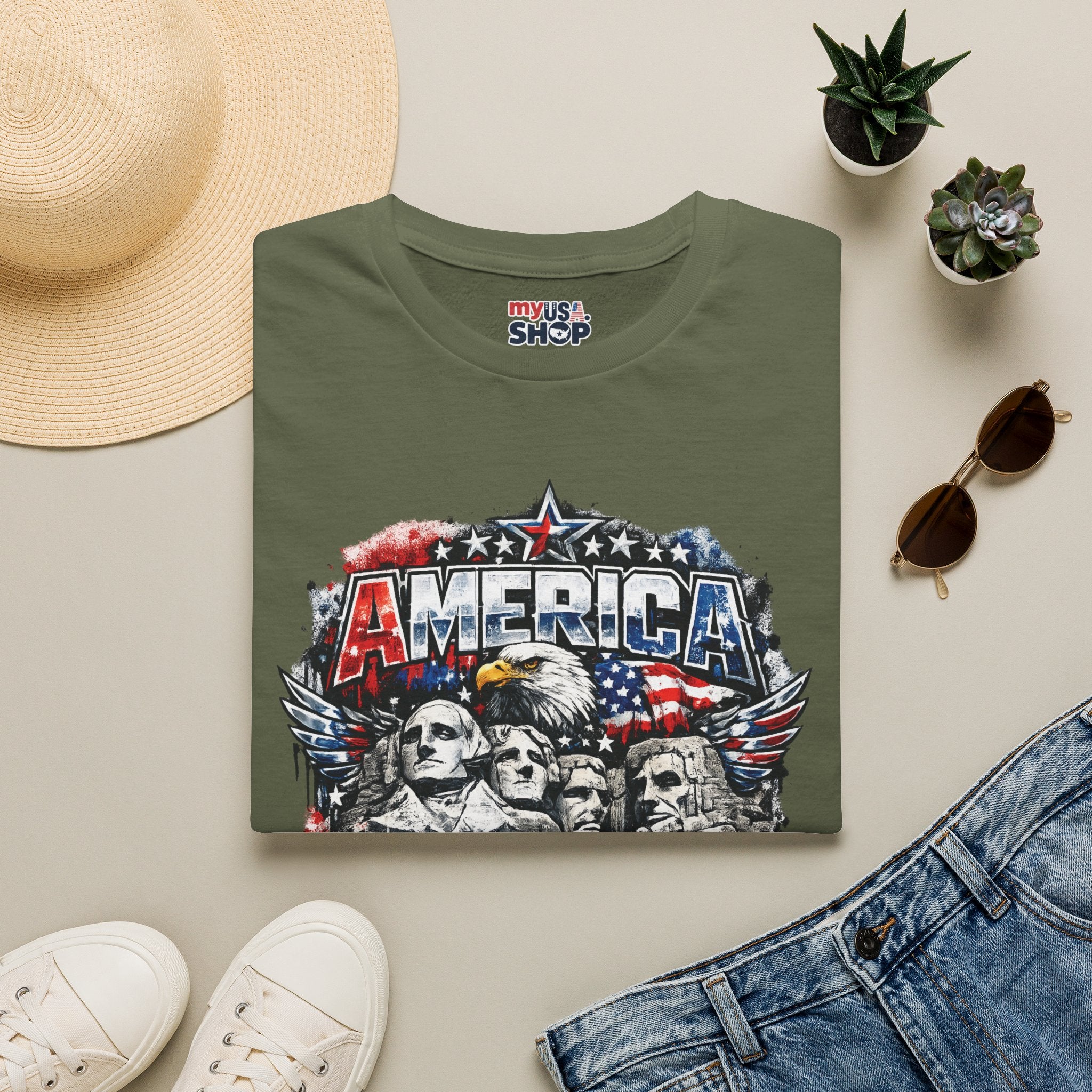 America 250 South Dakota Shirt — Patriotic Eagle & Mount Rushmore Graphic Tee