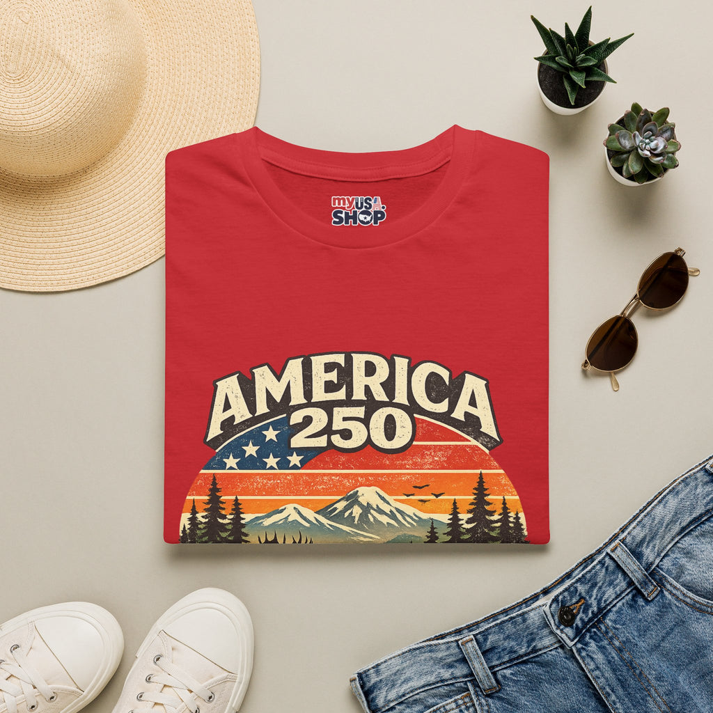 America 250 Oregon Shirt — Retro Wildlife Sunset Graphic Tee