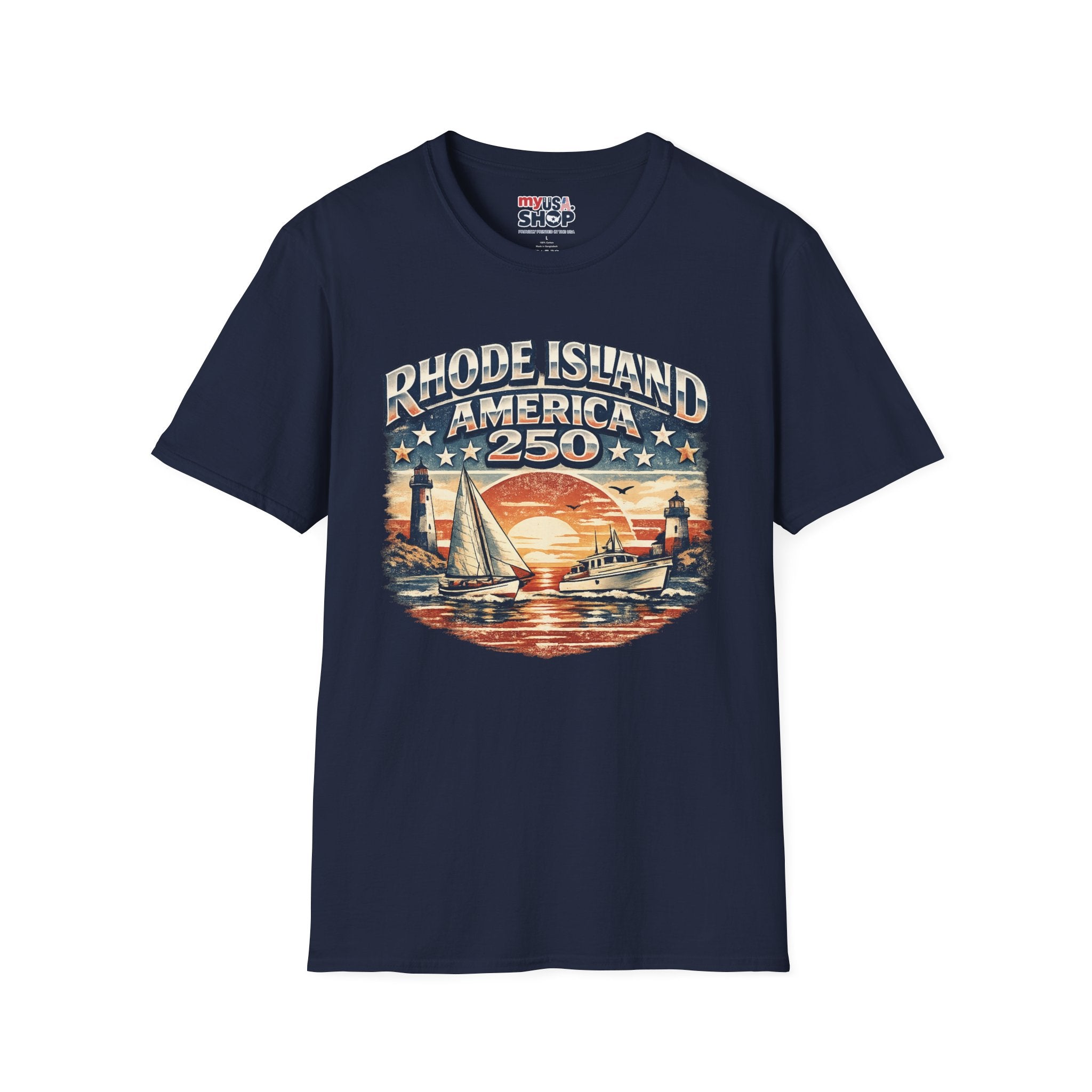 Rhode Island America 250 Shirt — Nautical Sunset Sailing Tee