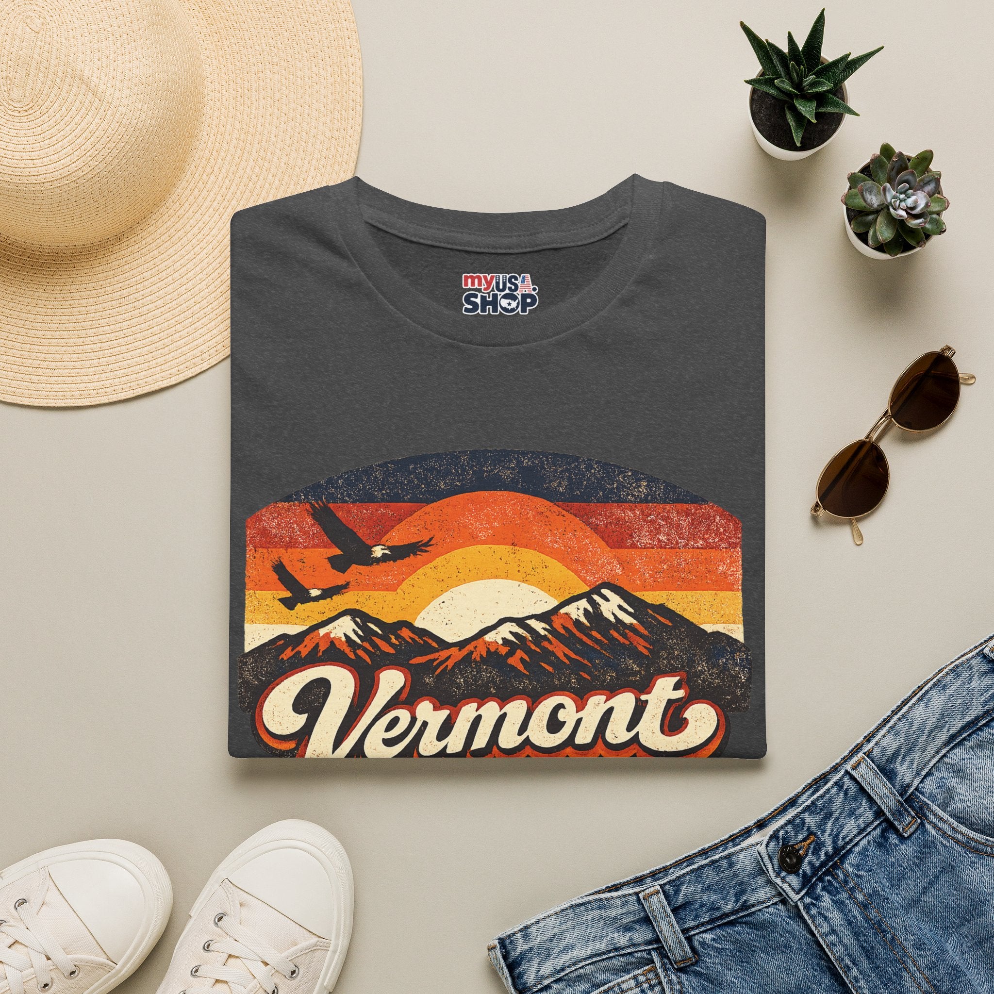 America 250 – Vermont Eagle Mountain Sunset Vintage Tee Design