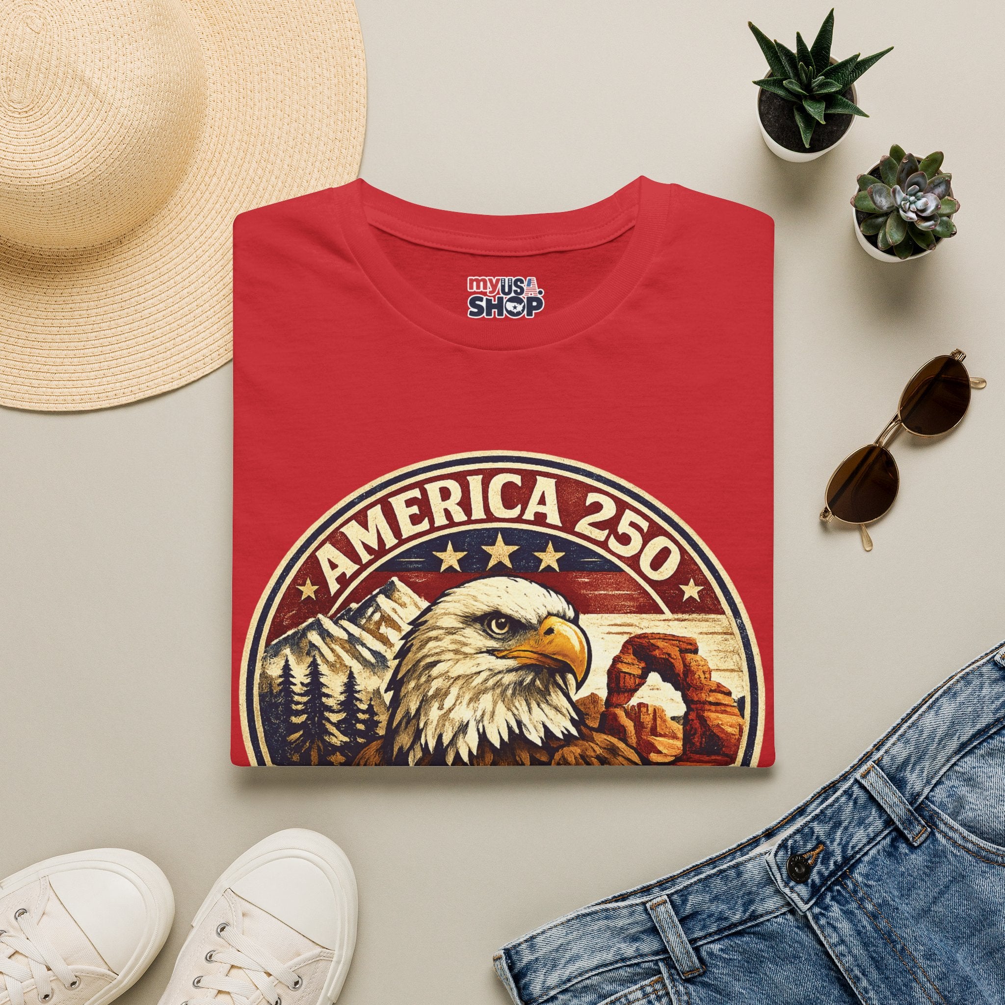 America 250 Utah State Tee — Land of Freedom Eagle Graphic Shirt