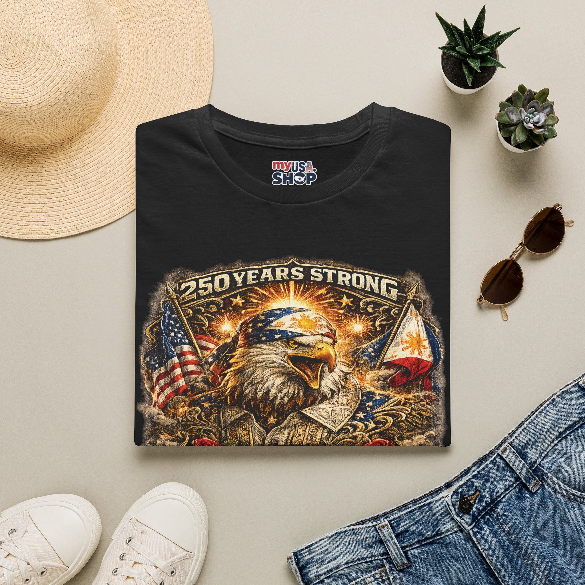 America 250 Years Strong Eagle — Pinoy American Pride Tee