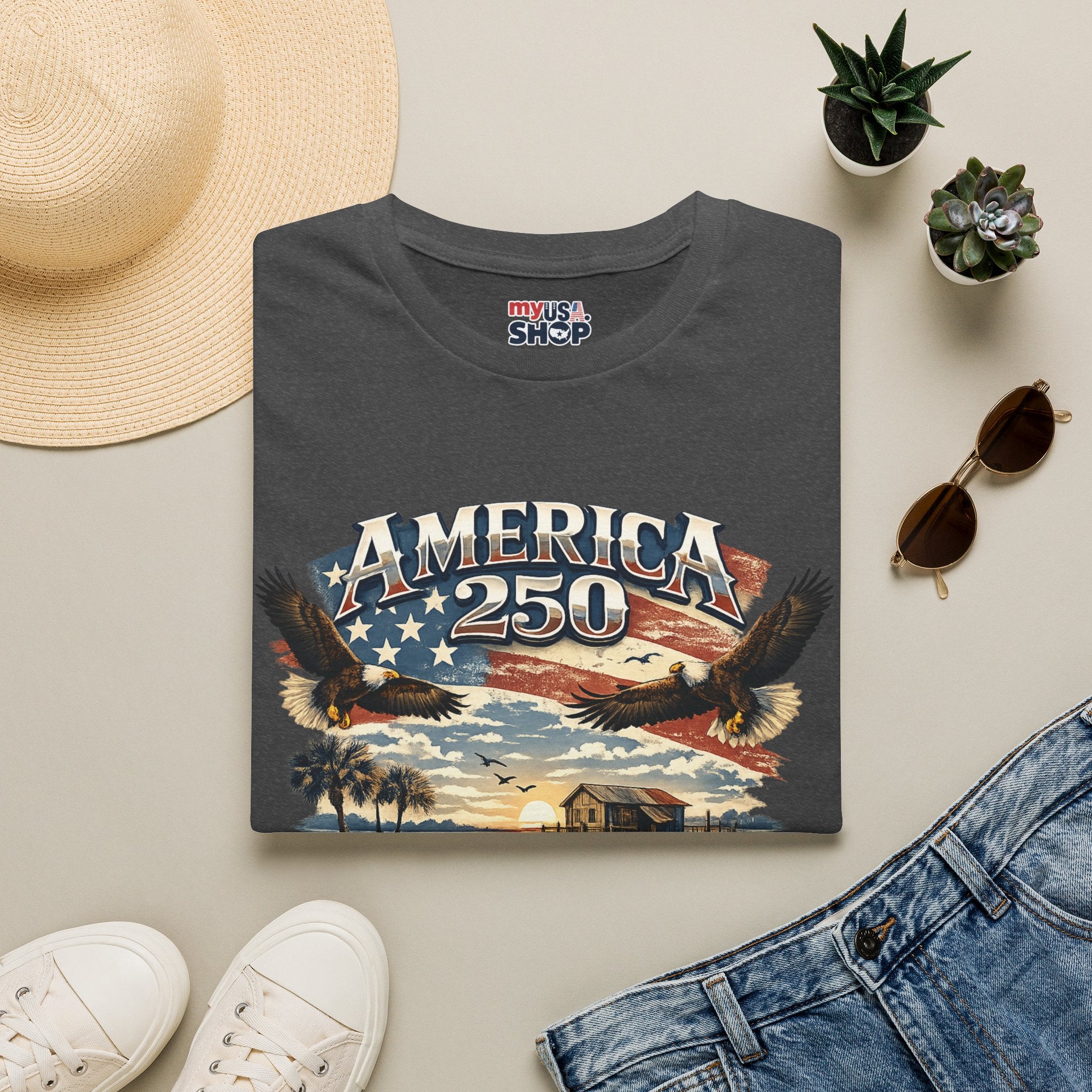 America 250 T-Shirt — South Carolina Patriotic Bald Eagles & Flag Graphic