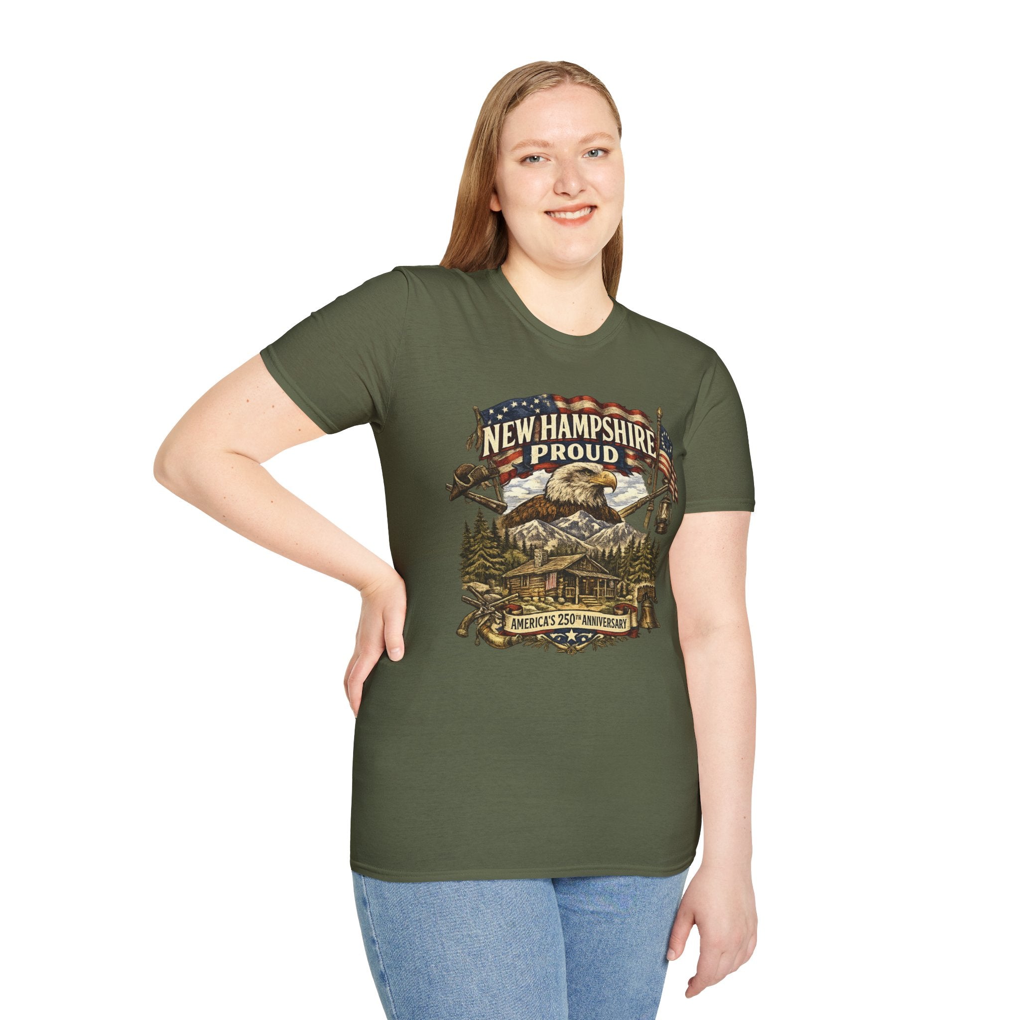 America 250 New Hampshire Proud T-Shirt — Patriotic Eagle State Tee