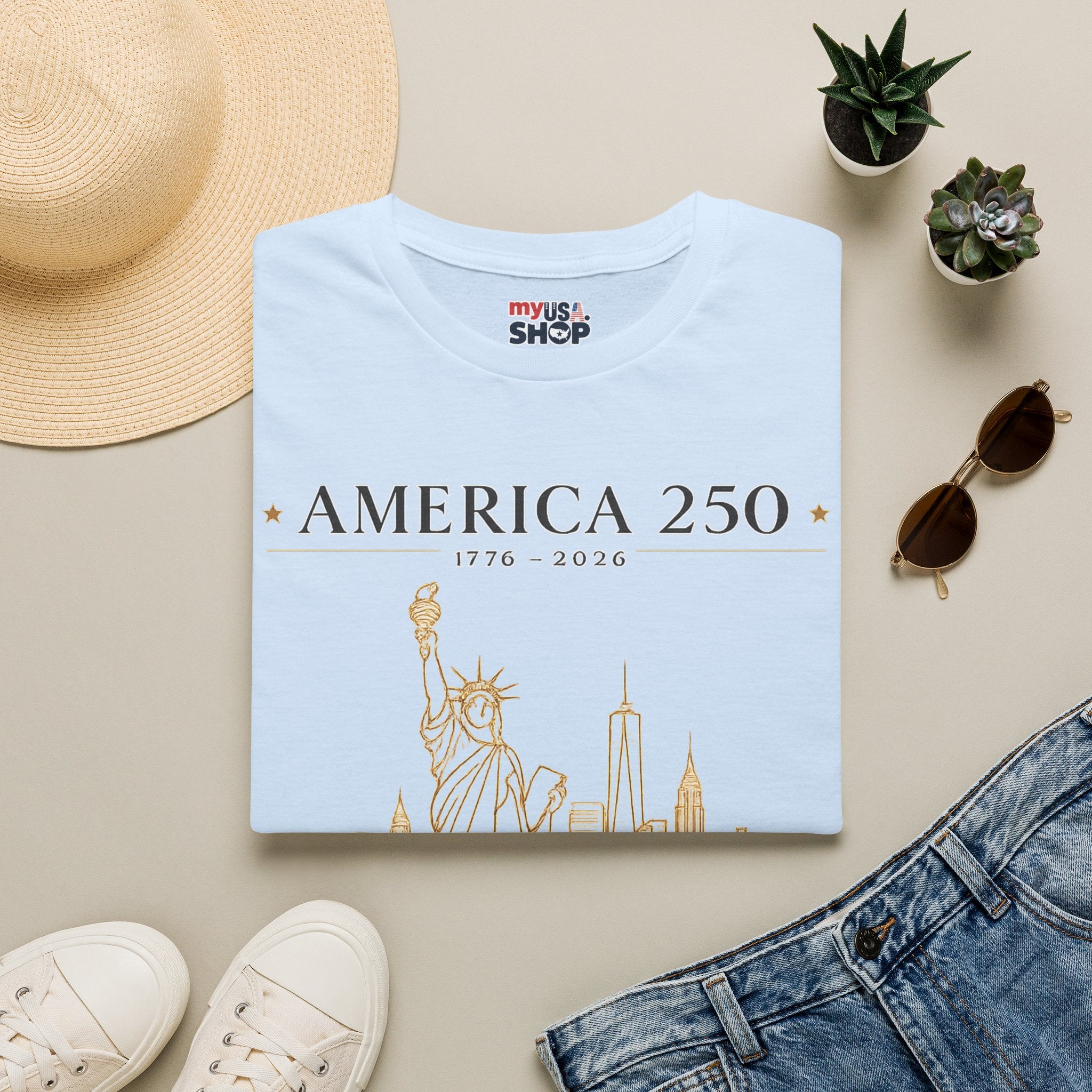 America 250 — USA Commemorative Tee (New York Statue of Liberty Design)