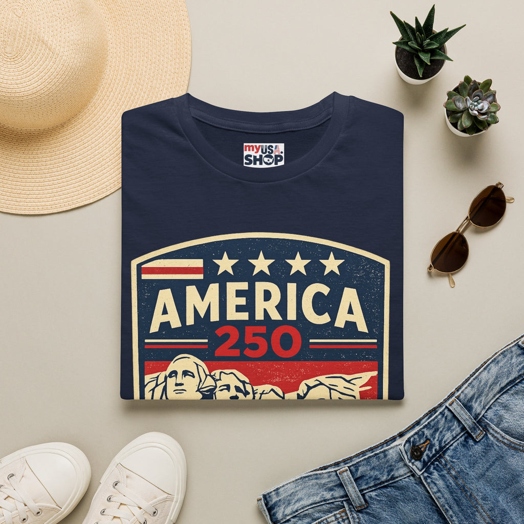 America 250 South Dakota Shirt — Retro Mount Rushmore USA Graphic Tee