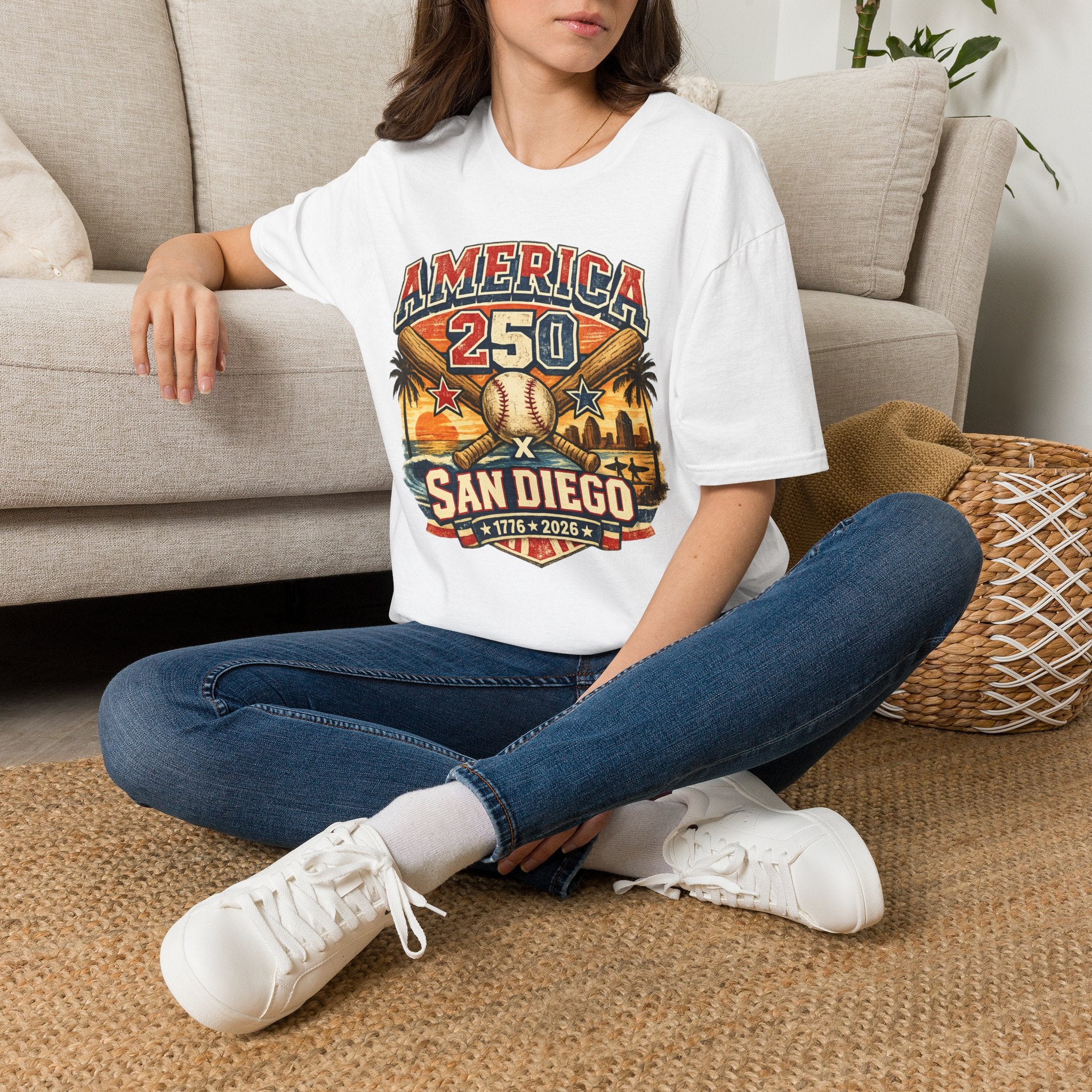 America 250 San Diego California Baseball Tee