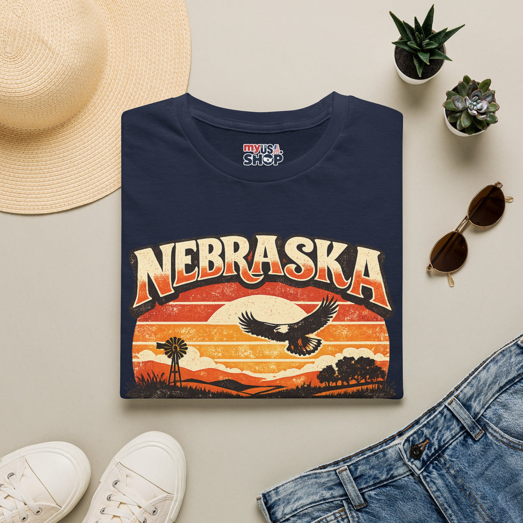 Nebraska America 250 Retro Sunset T-Shirt