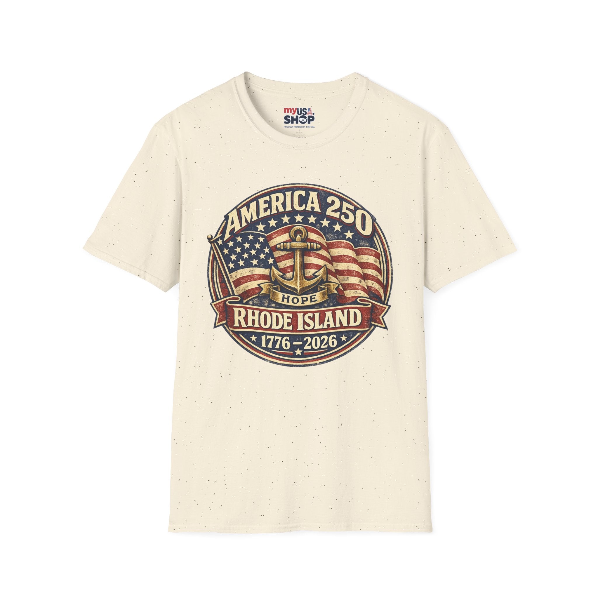 America 250 Rhode Island Shirt — Hope Anchor Patriotic Graphic Tee