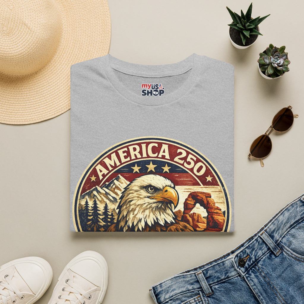 America 250 Utah State Tee — Land of Freedom Eagle Graphic Shirt