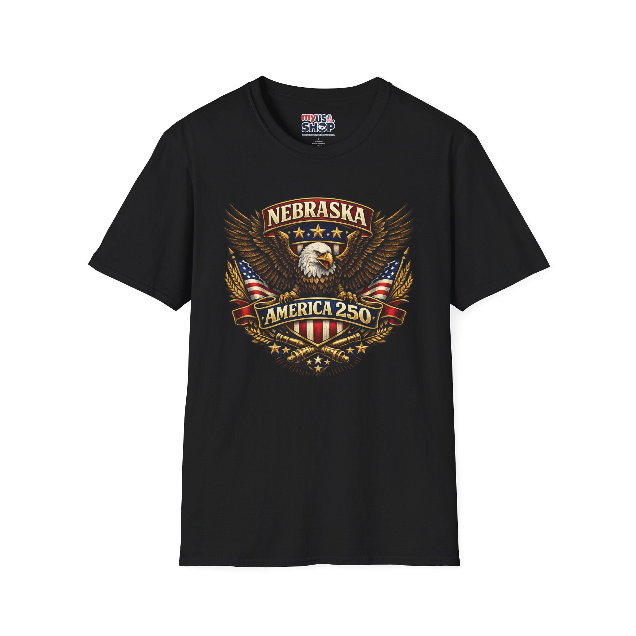 America 250 Nebraska Eagle T-Shirt — Patriotic USA State Tee