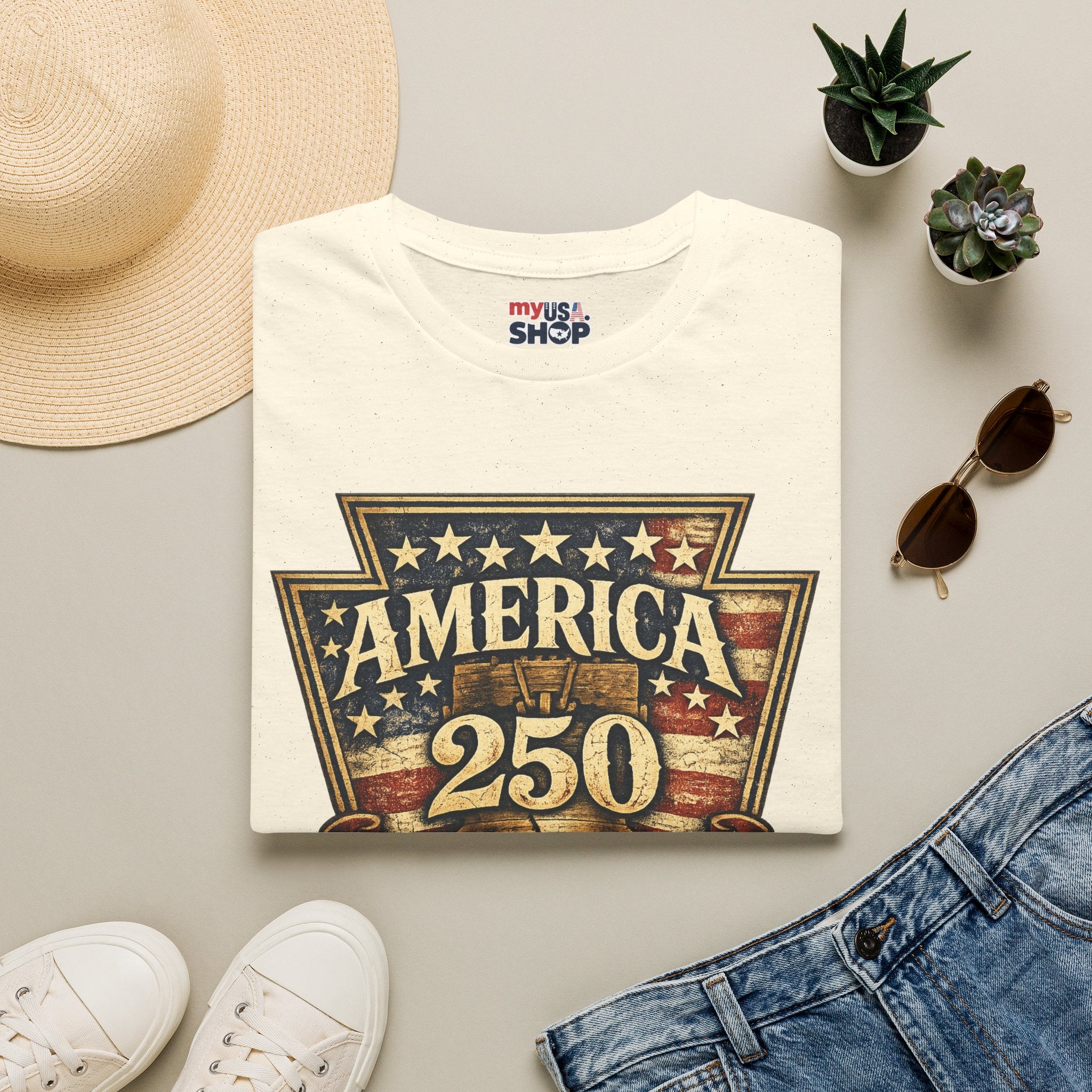 Pennsylvania America 250 Shirt — Keystone State Vintage Badge Graphic Tee