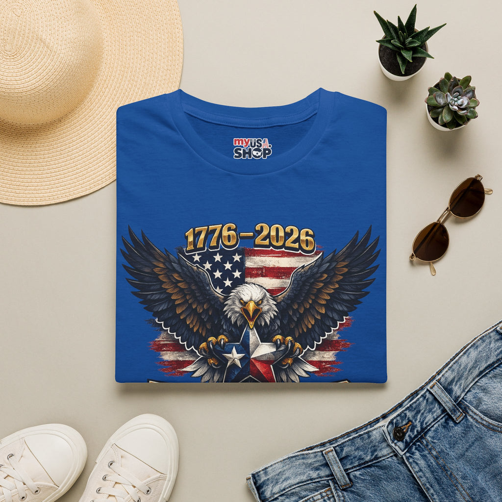 America 250 Texas Shirt — Texas Strong Patriotic Eagle Graphic Tee