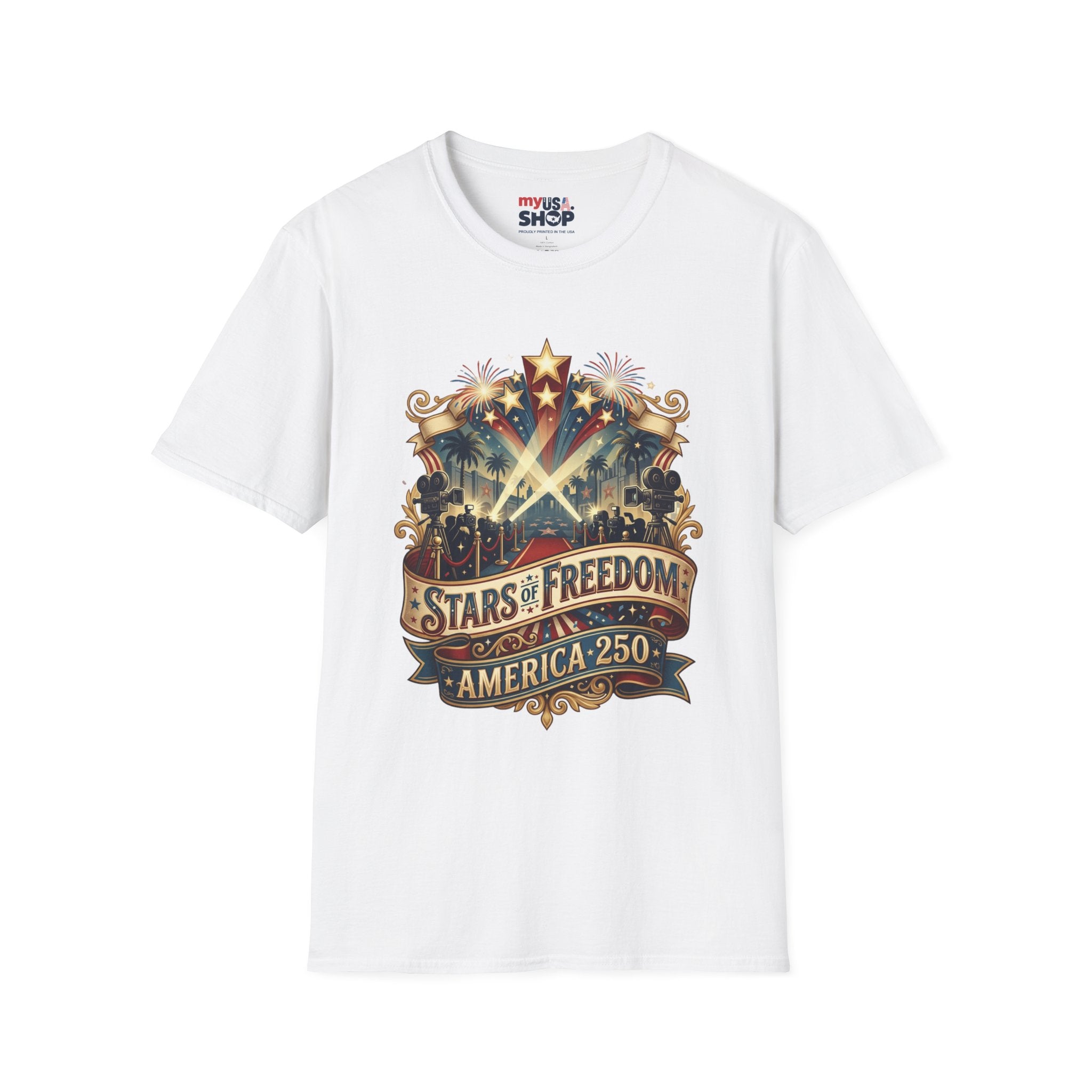 Stars of Freedom T‑Shirt — America 250 Patriotic Celebration Tee Pop Culture