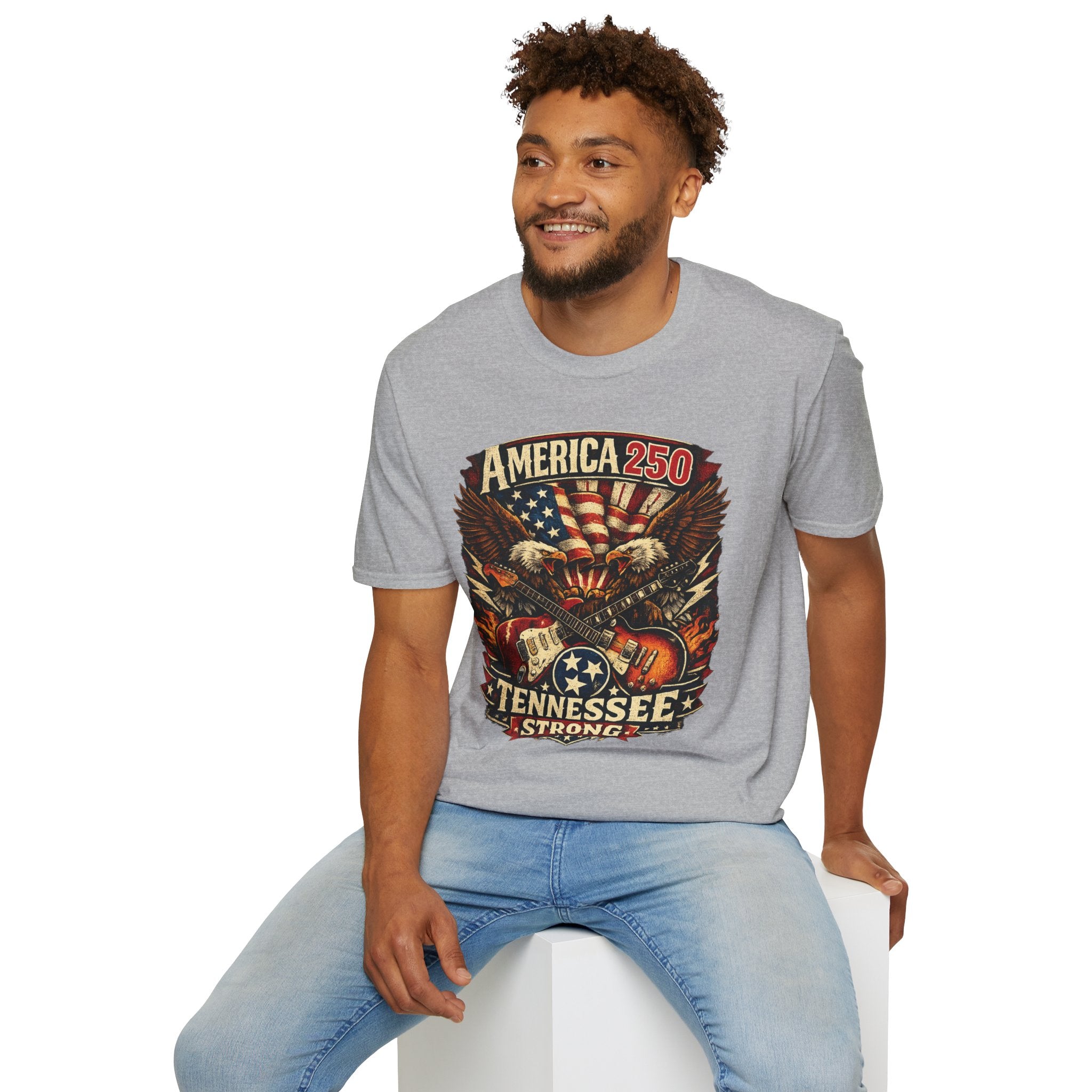 America 250 Tennessee Shirt — Tennessee Strong Patriotic Music Graphic Tee
