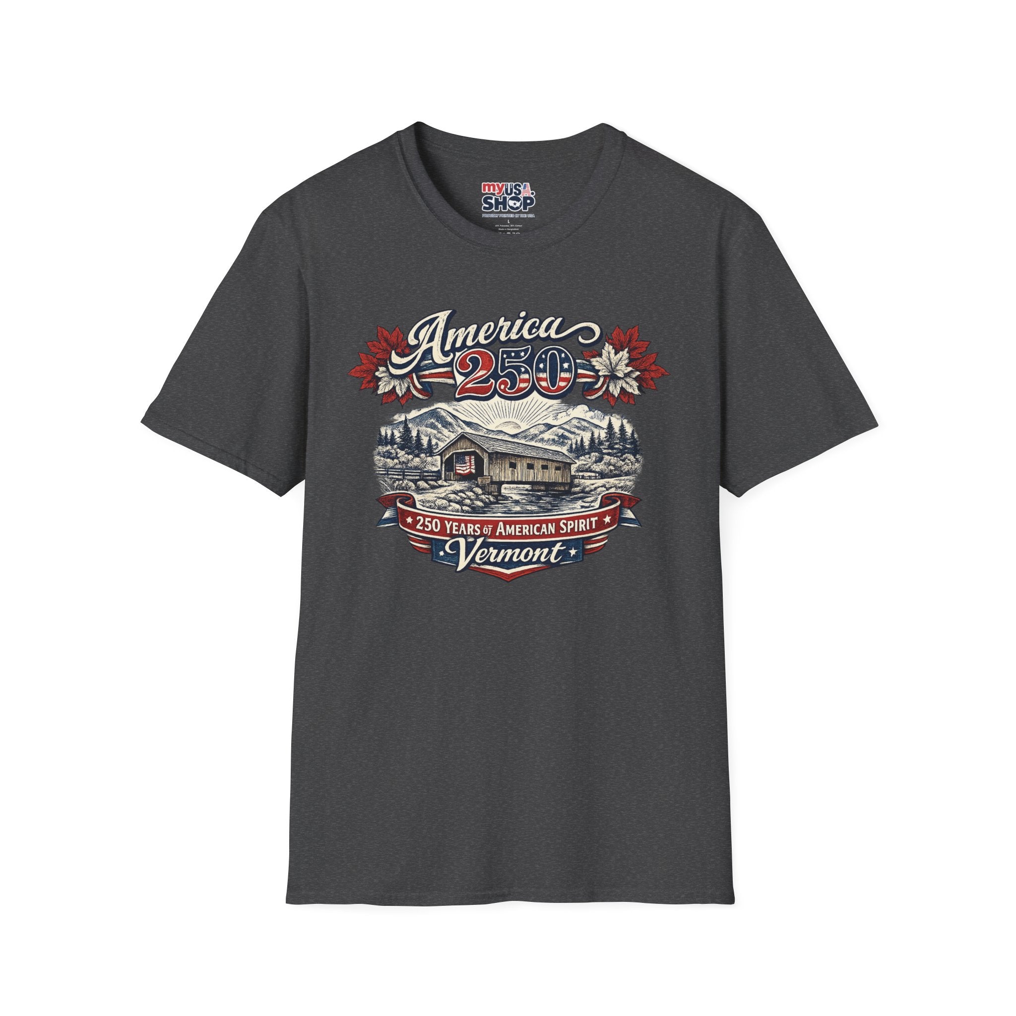 America 250 Vintage T-Shirt — Vermont Patriotic Vermont Mountains Tee