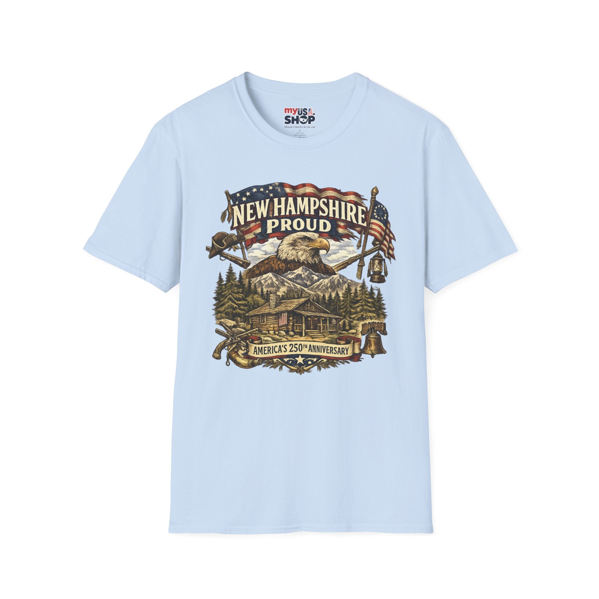 America 250 New Hampshire Proud T-Shirt — Patriotic Eagle State Tee