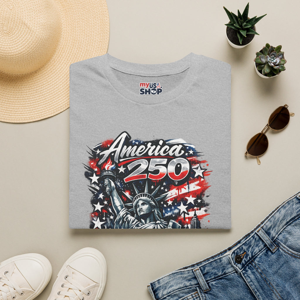 America 250 Statue of Liberty T-Shirt — Patriotic New York 250th Anniversary Tee