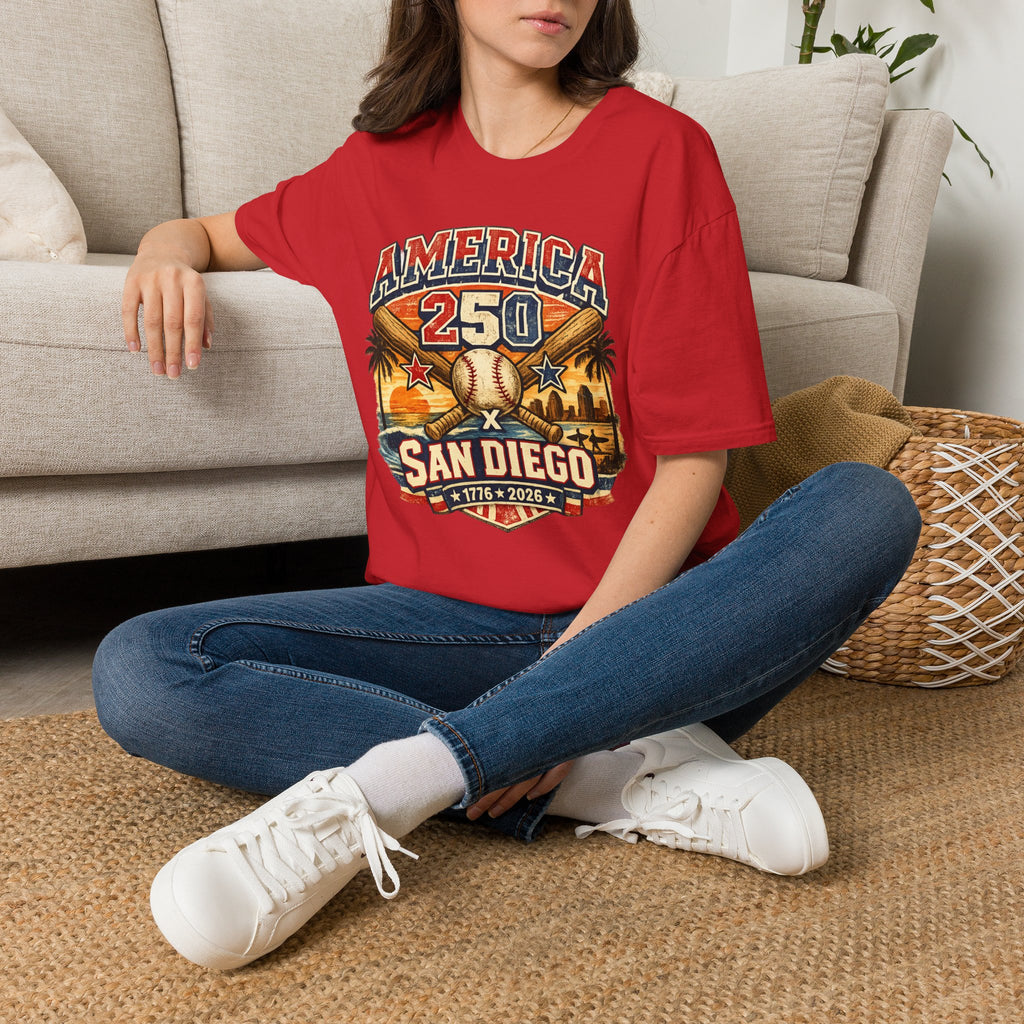 America 250 San Diego California Baseball Tee