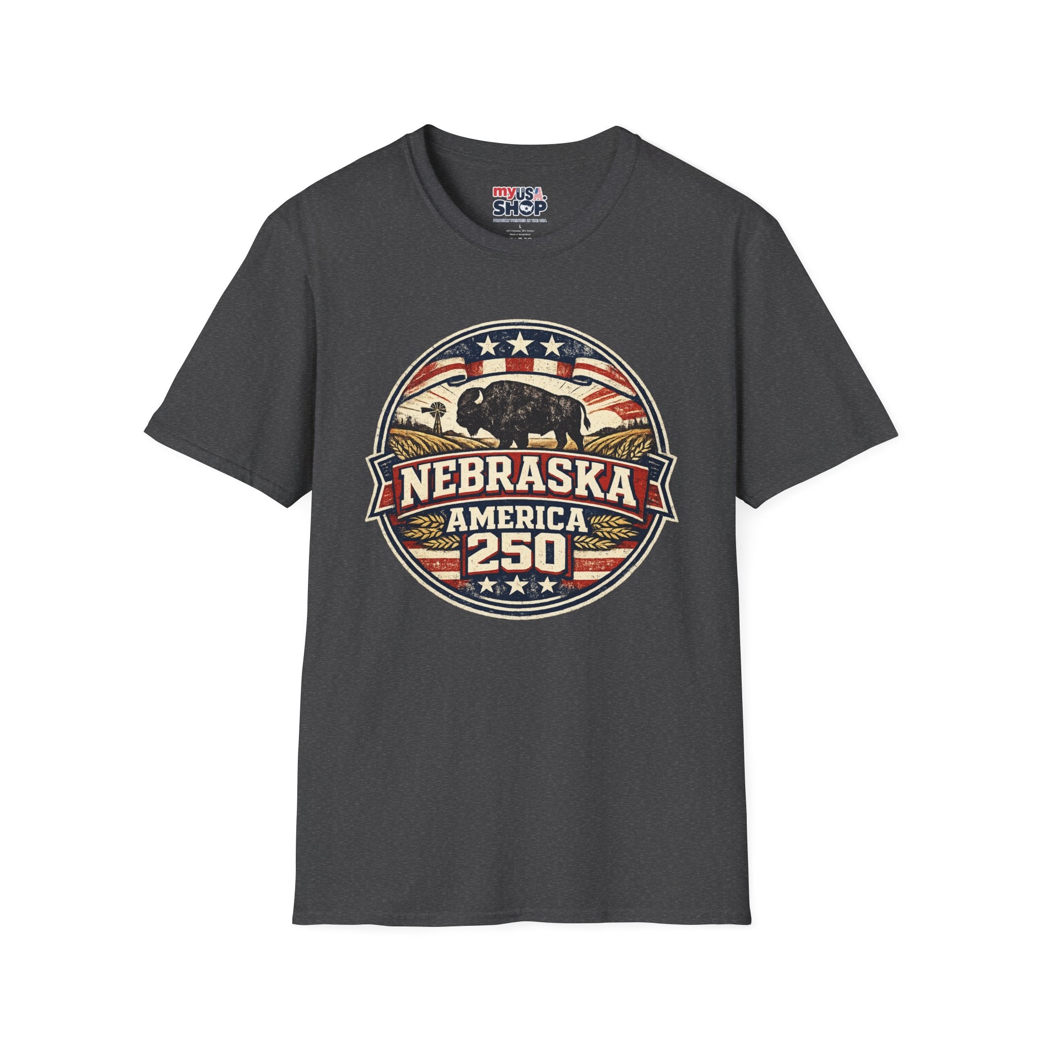 Nebraska Buffalo Retro T-Shirt — America 250 Vintage State Pride Tee