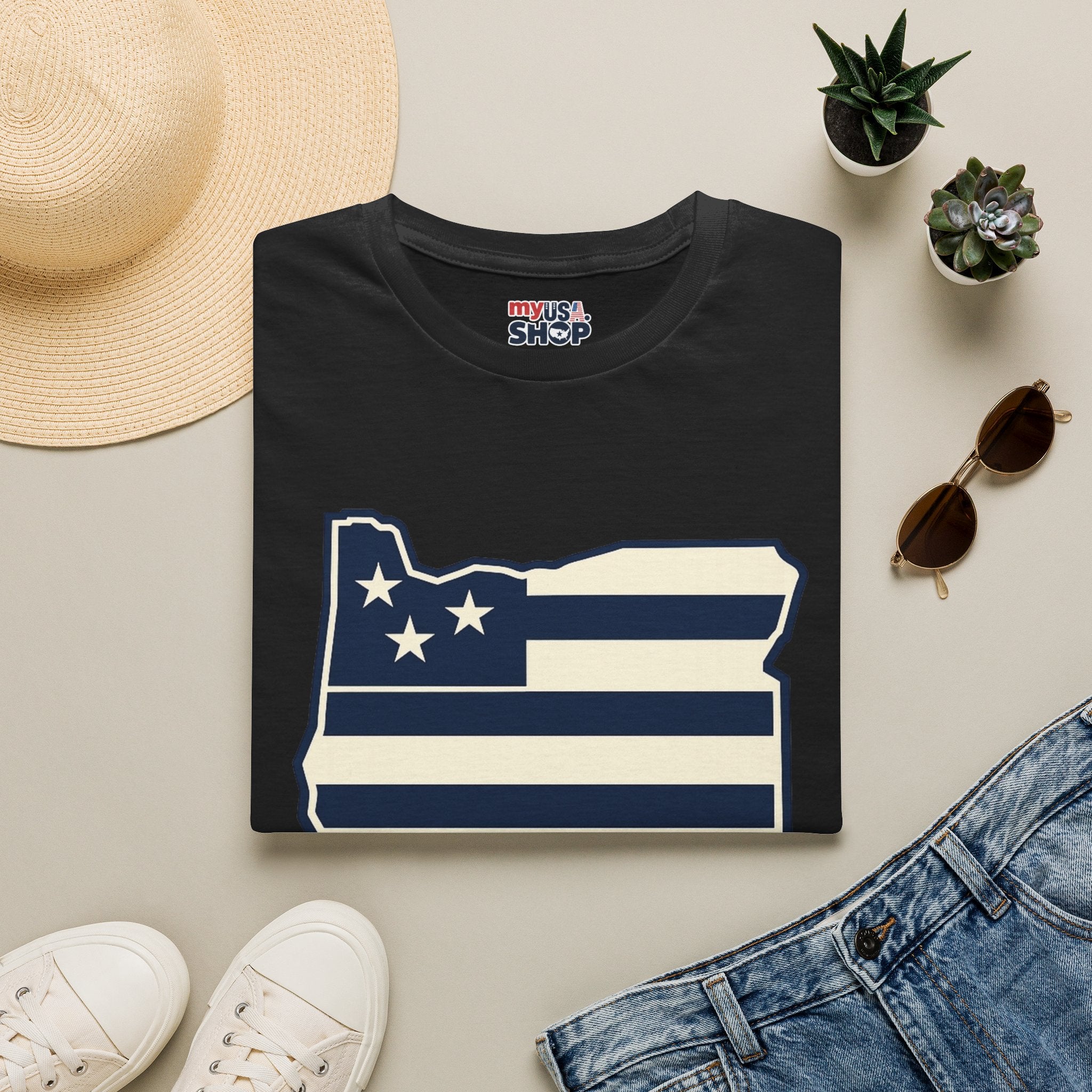 America 250 Oregon Shirt — Minimal Oregon State Flag Graphic Tee