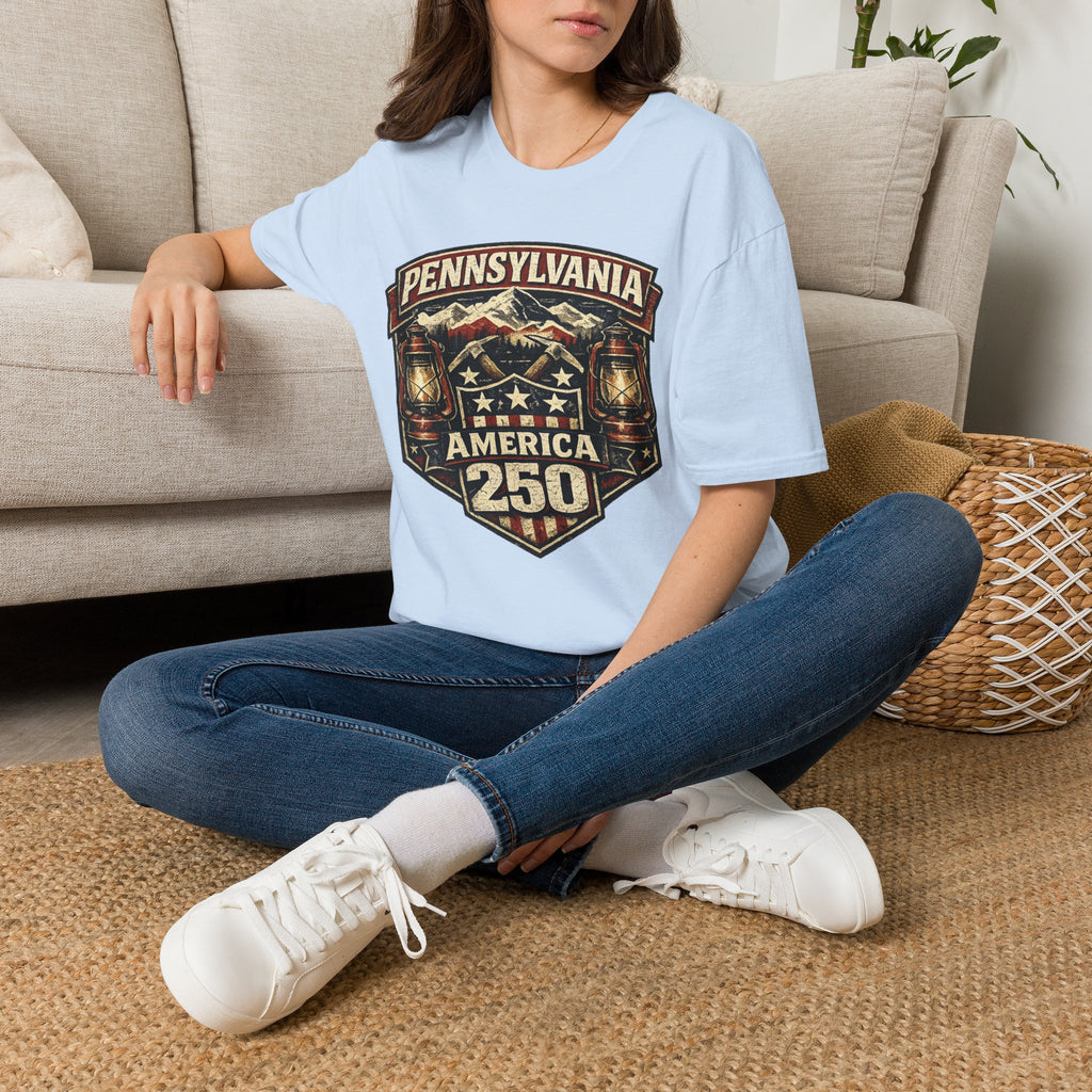 Pennsylvania America 250 Shirt — Rustic Mountain Miner Badge Graphic Tee