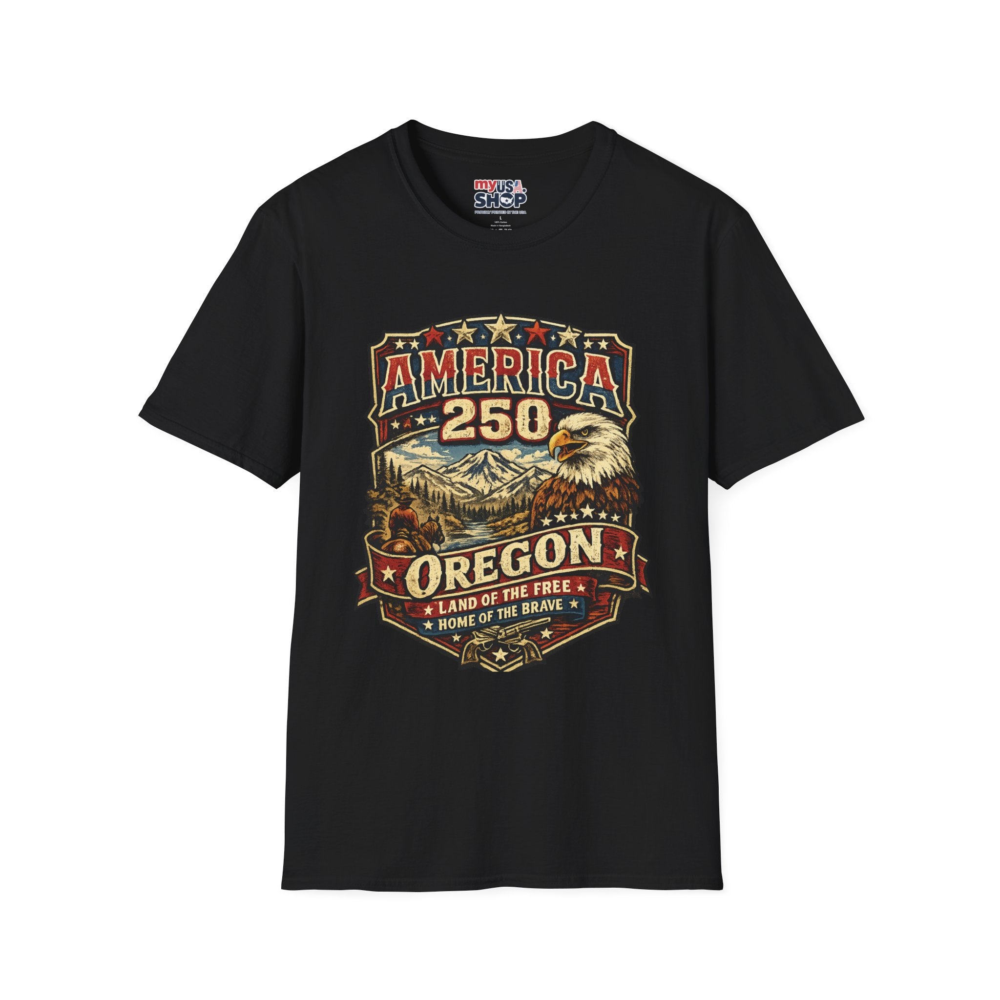 America 250 Oregon  Shirt — Heritage Eagle Americana Crest Tee