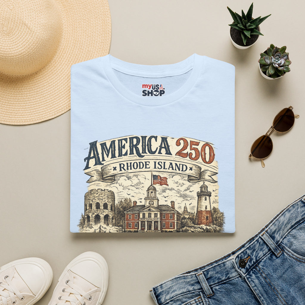 America 250 Rhode Island Shirt — Birthplace of Liberty Heritage Tee