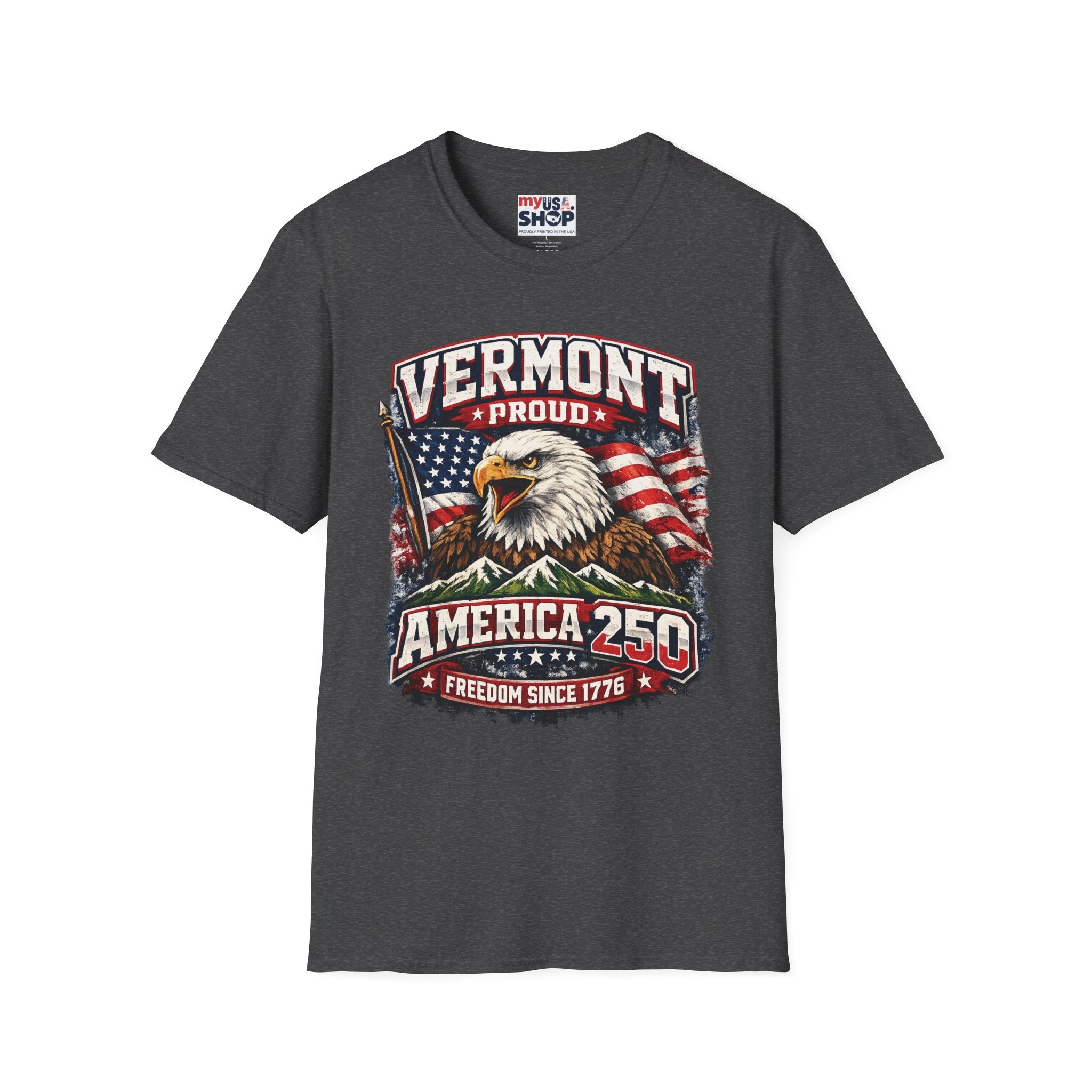 America 250 x Vermont Proud T-Shirt — Eagle Flag Design
