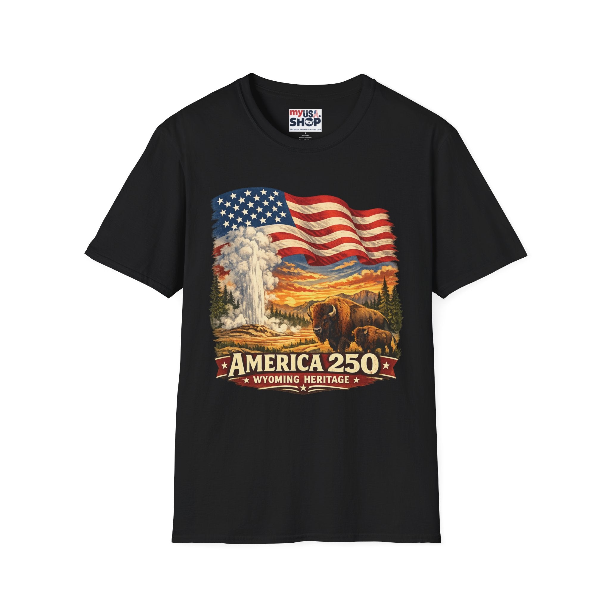 America 250 T-Shirt — Vintage Wyoming Yellowstone Design