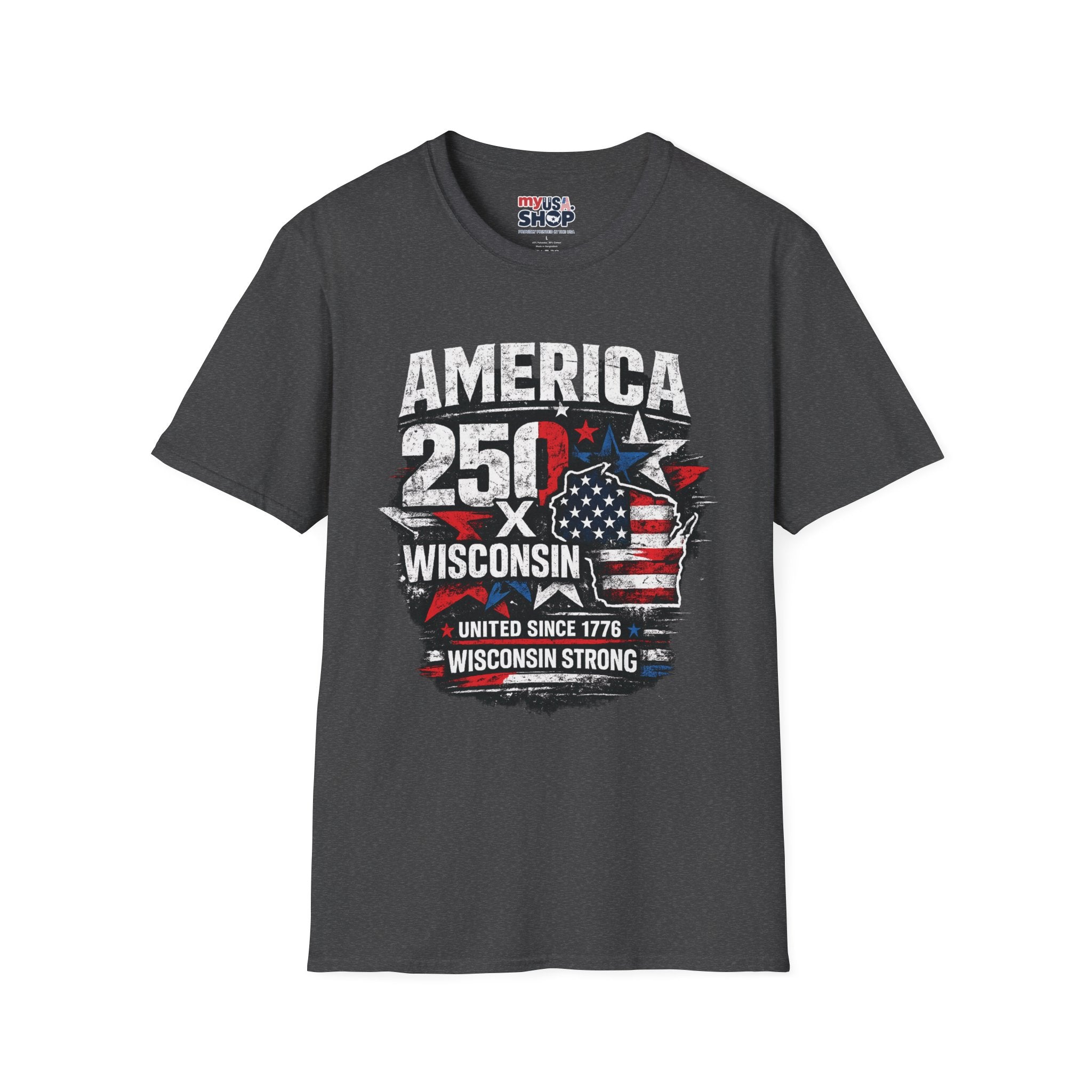 America 250 Wisconsin T-Shirt — USA 1776 Celebration Tee