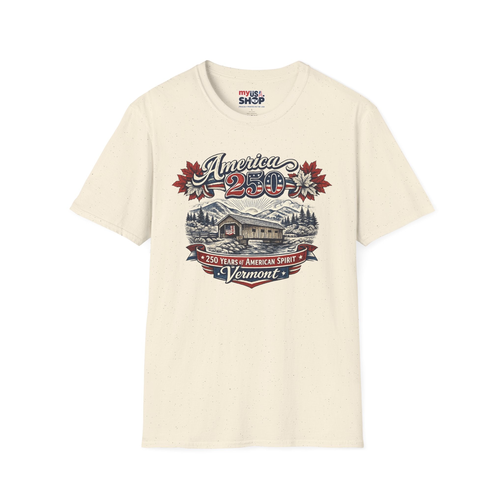 America 250 Vintage T-Shirt — Vermont Patriotic Vermont Mountains Tee