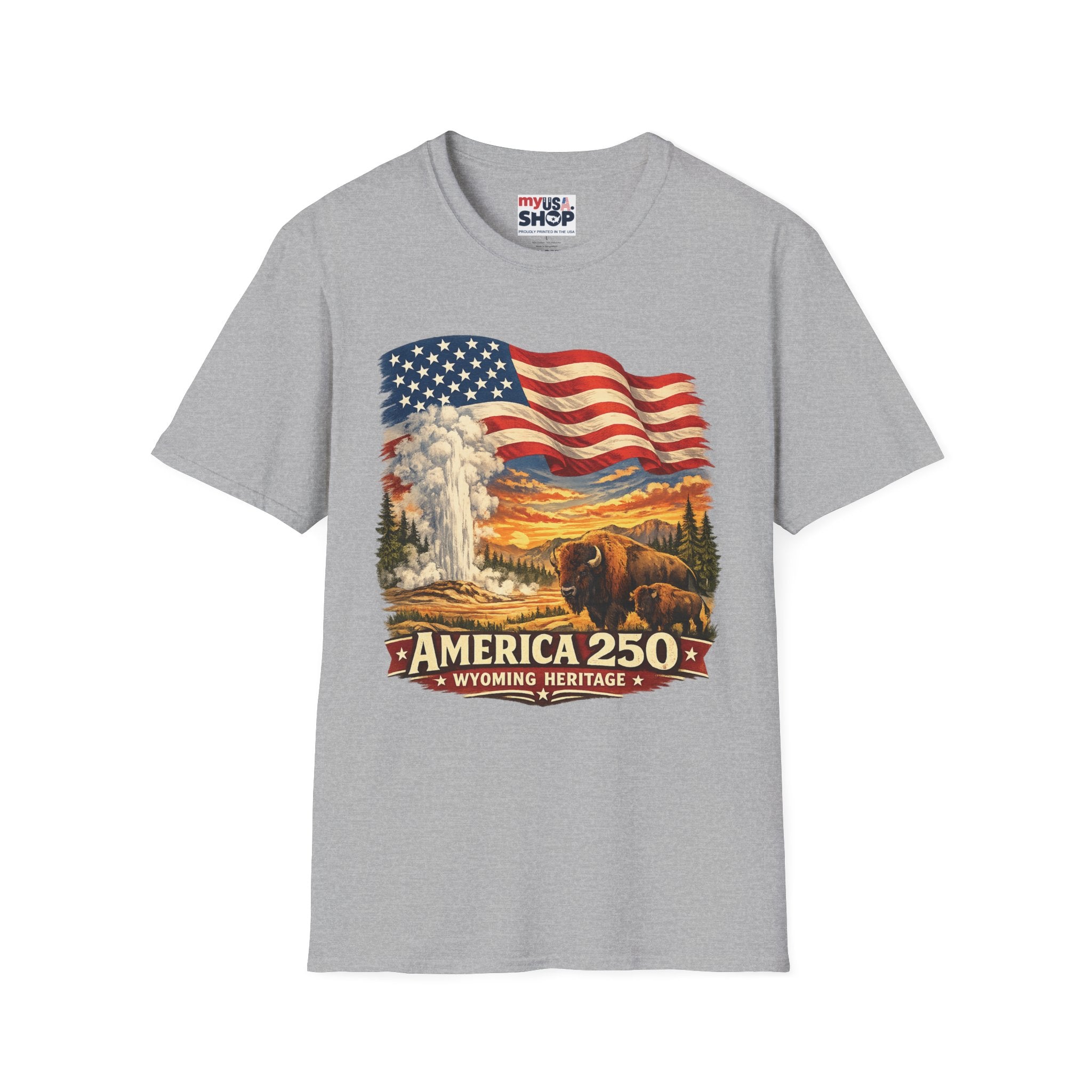 America 250 T-Shirt — Vintage Wyoming Yellowstone Design