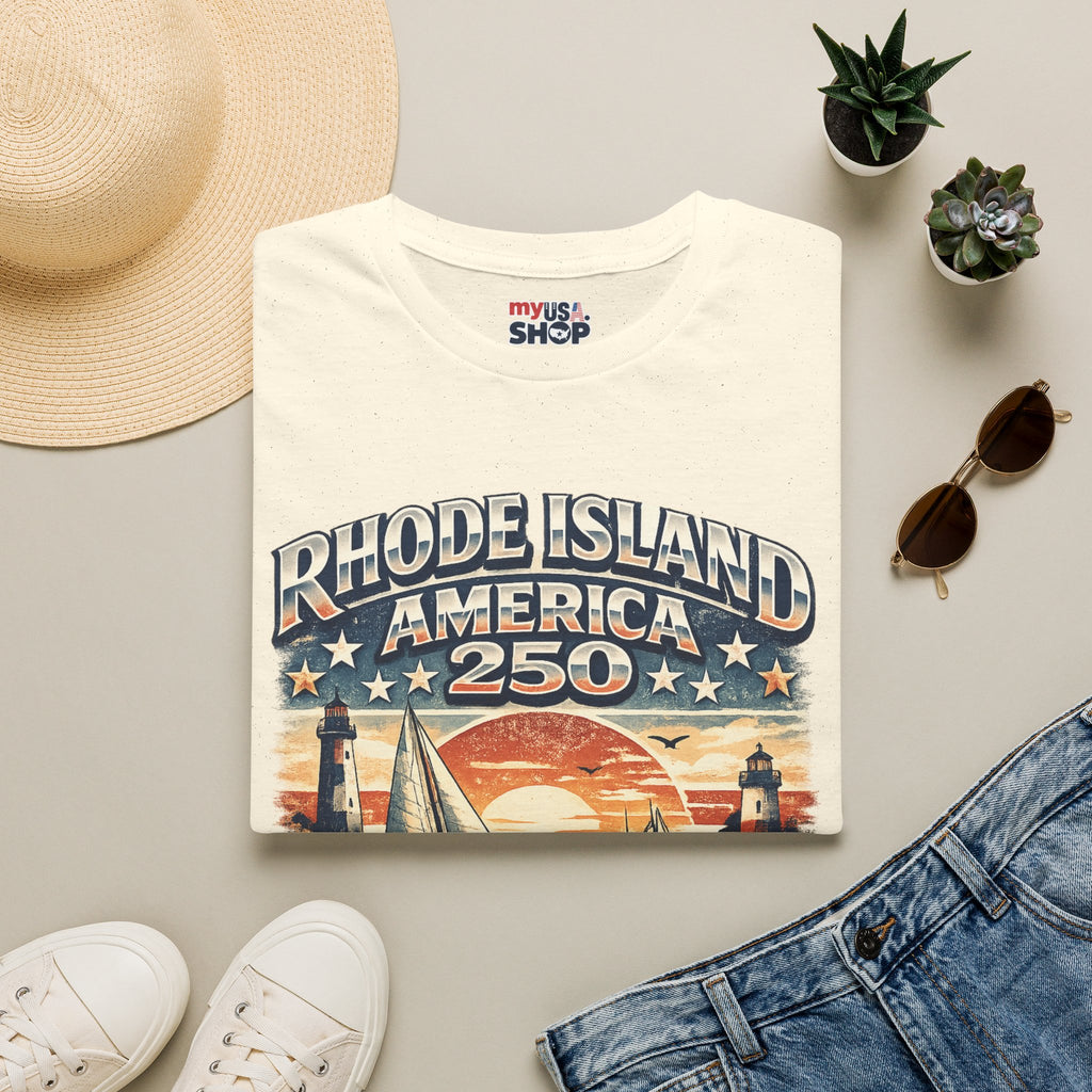 Rhode Island America 250 Shirt — Nautical Sunset Sailing Tee