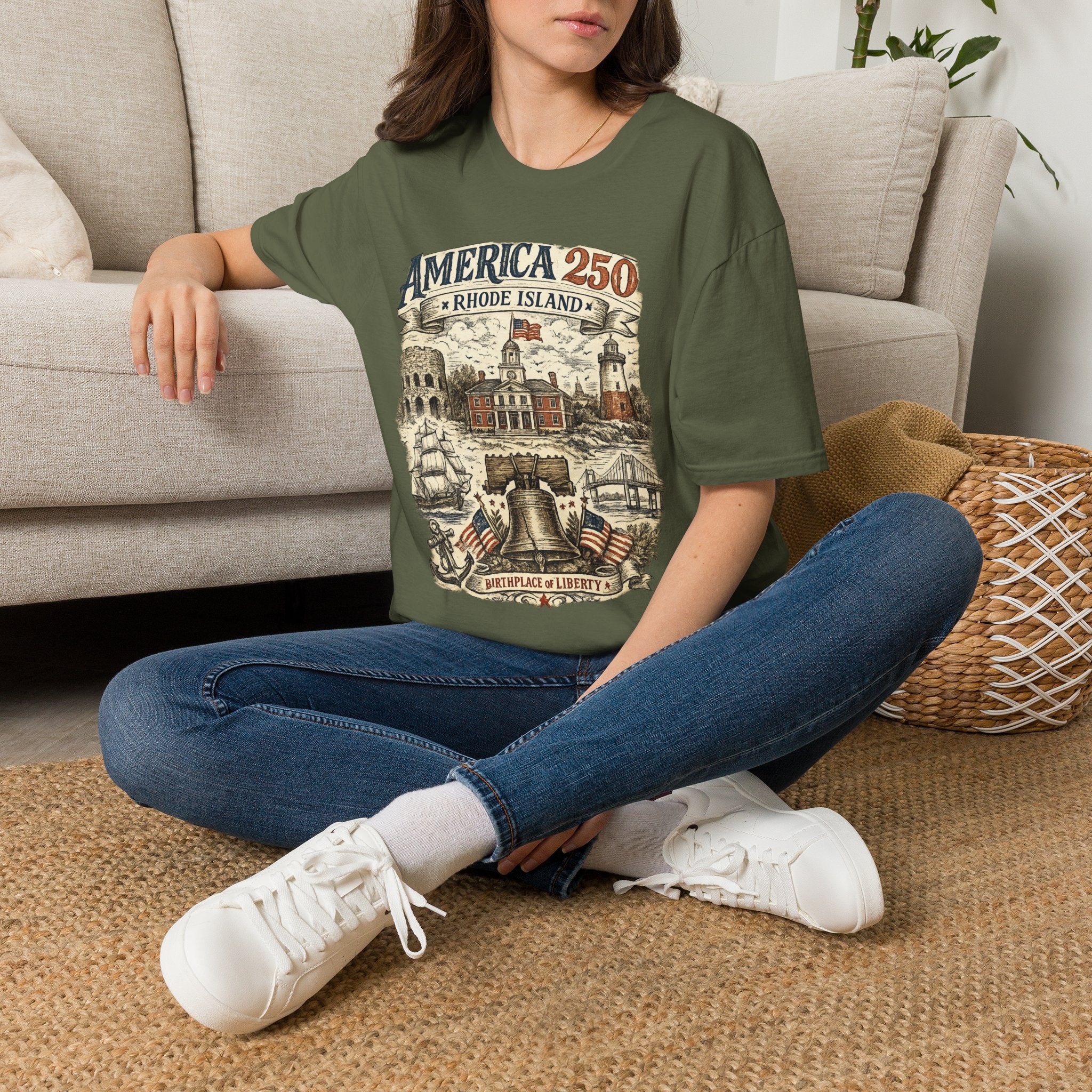 America 250 Rhode Island Shirt — Birthplace of Liberty Heritage Tee