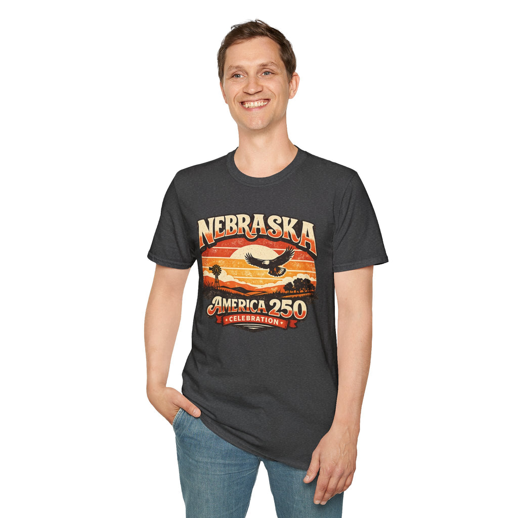 Nebraska America 250 Retro Sunset T-Shirt